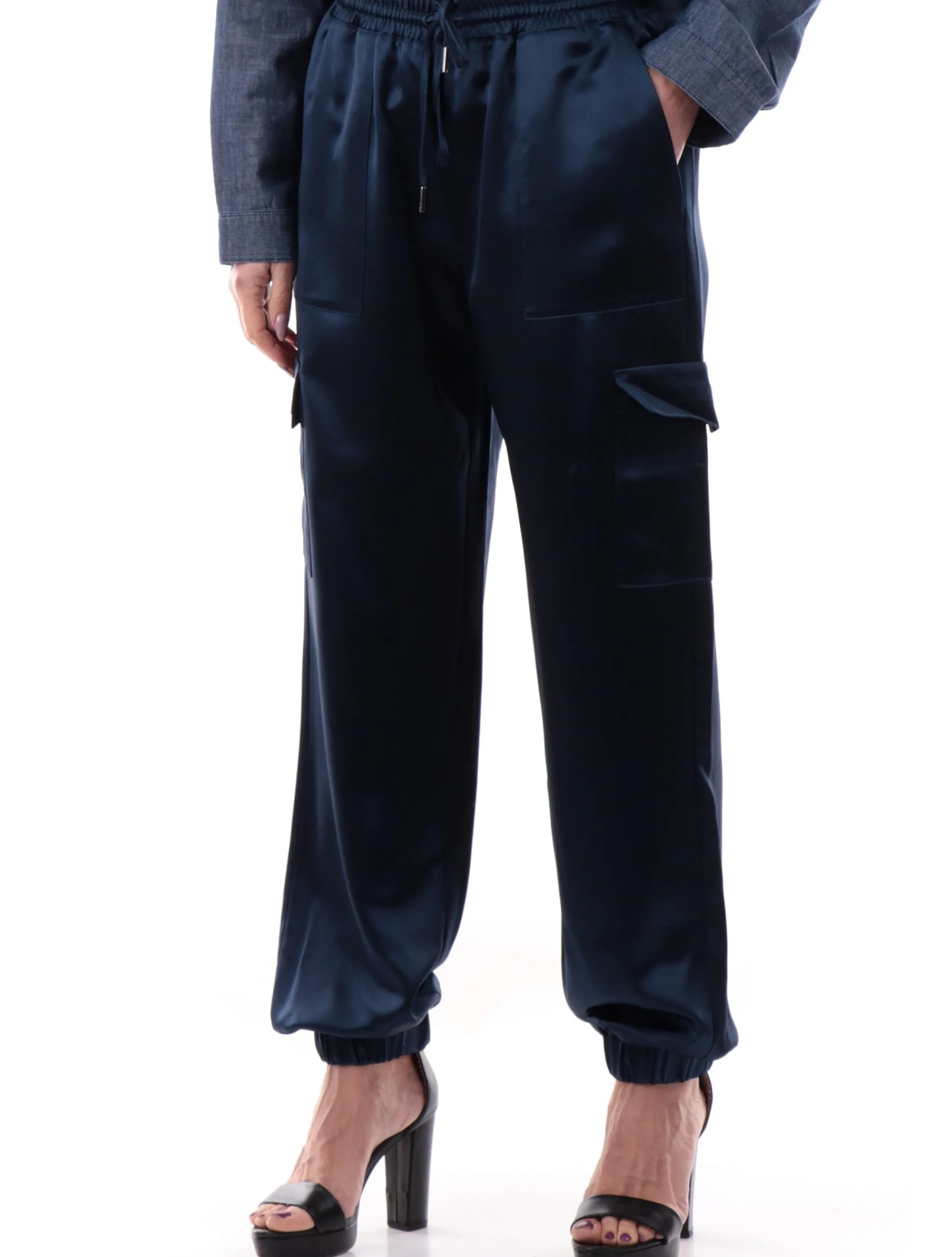 GUESS Pantaloni*Pantaloni tuta blu da donna New Marzia Gathered W5GB08WG7C0