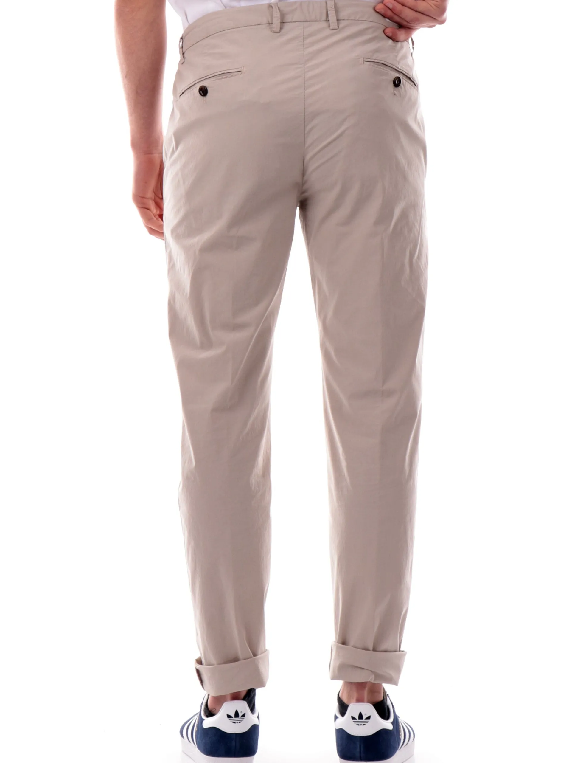 FOUR.TEN Pantaloni*Pantaloni Uomo chino beige con elastico e tasche Popeline cotone 12501023