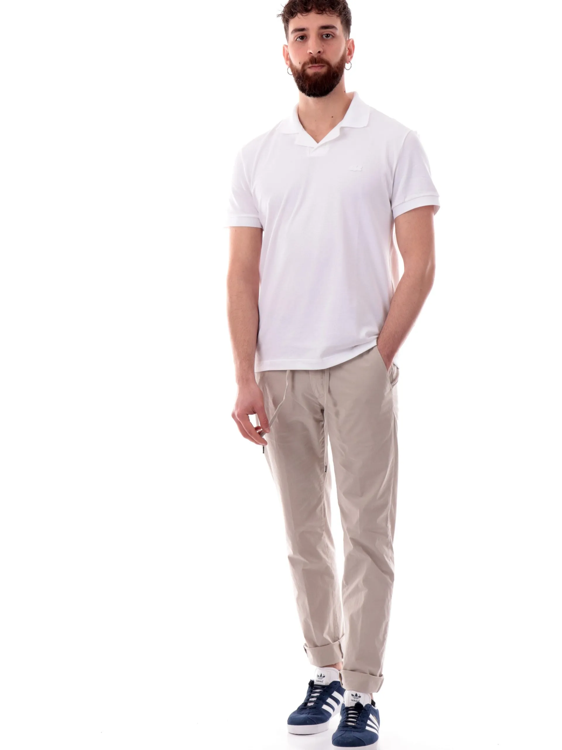 FOUR.TEN Pantaloni*Pantaloni Uomo chino beige con elastico e tasche Popeline cotone 12501023