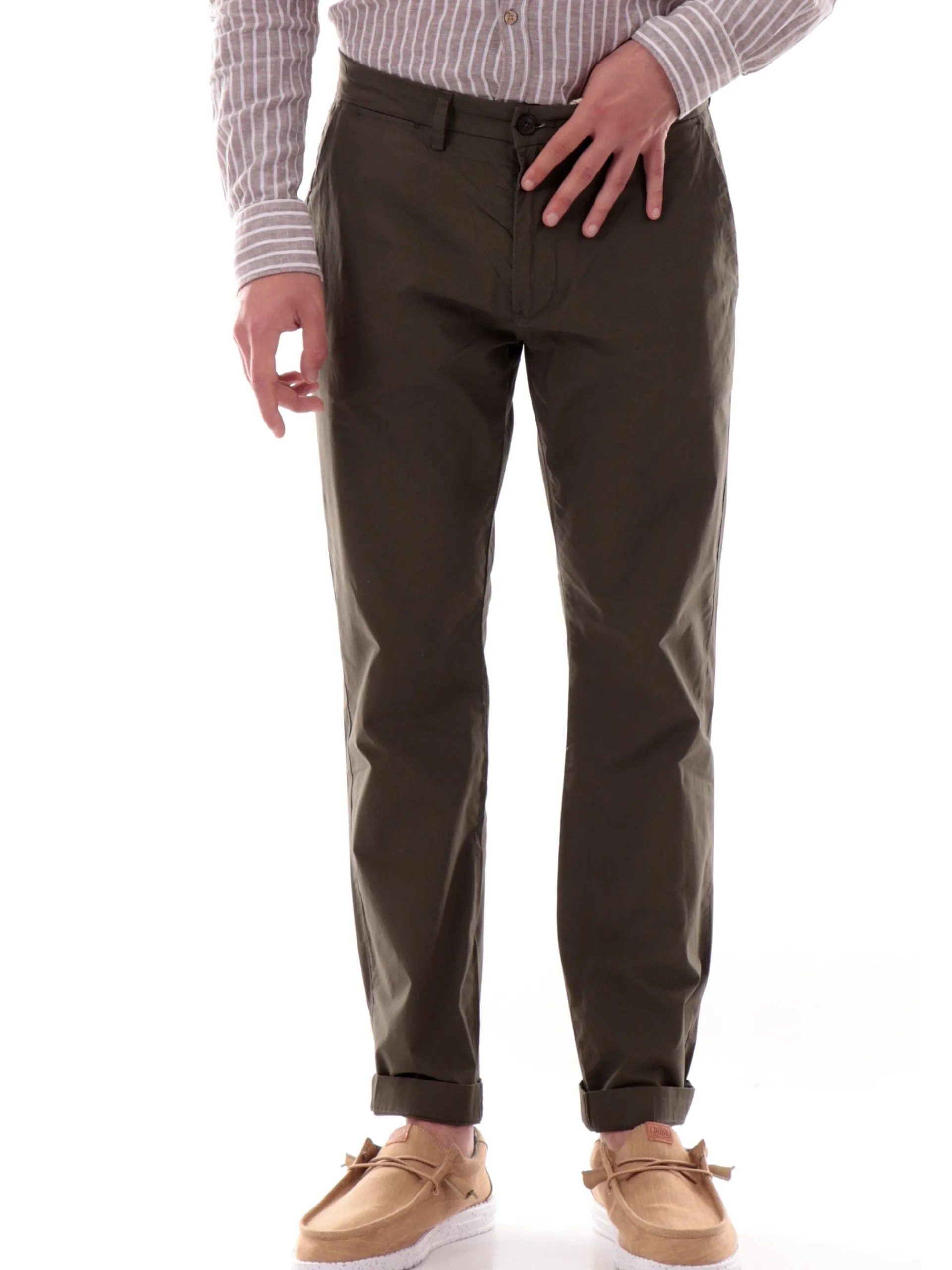 MANIFATTURA BORGHESE Pantaloni*Pantaloni uomo Chino verdi in cotone 5SPA2111CO033M MILITARE