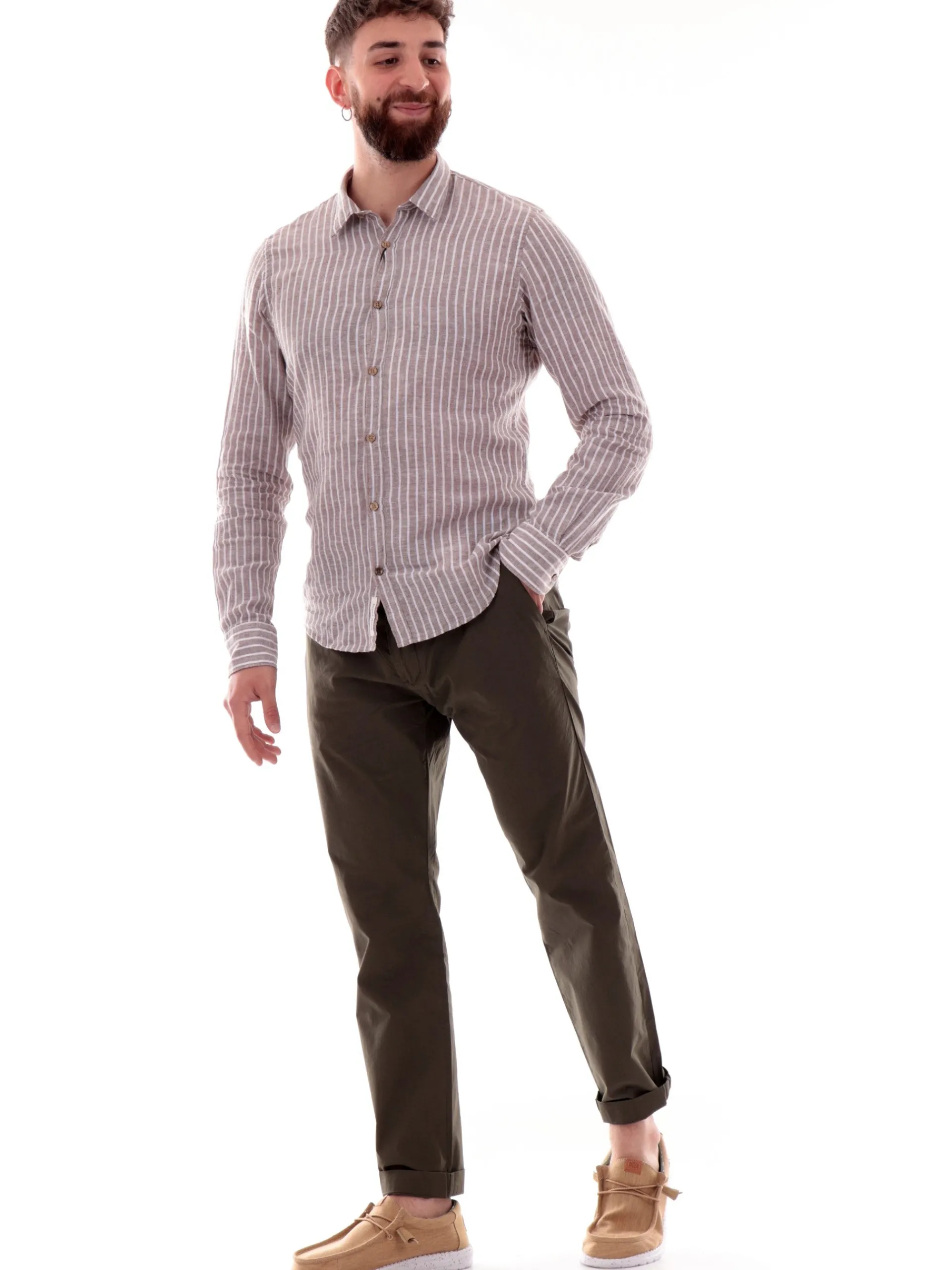 MANIFATTURA BORGHESE Pantaloni*Pantaloni uomo Chino verdi in cotone 5SPA2111CO033M MILITARE