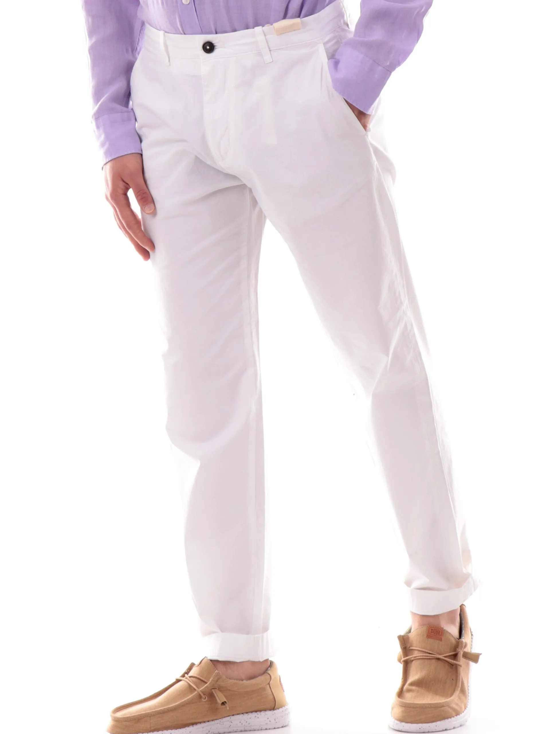 MANIFATTURA BORGHESE Pantaloni*Pantaloni uomo Chino bianchi in cotone 5SPA2111CO033M BIANCO