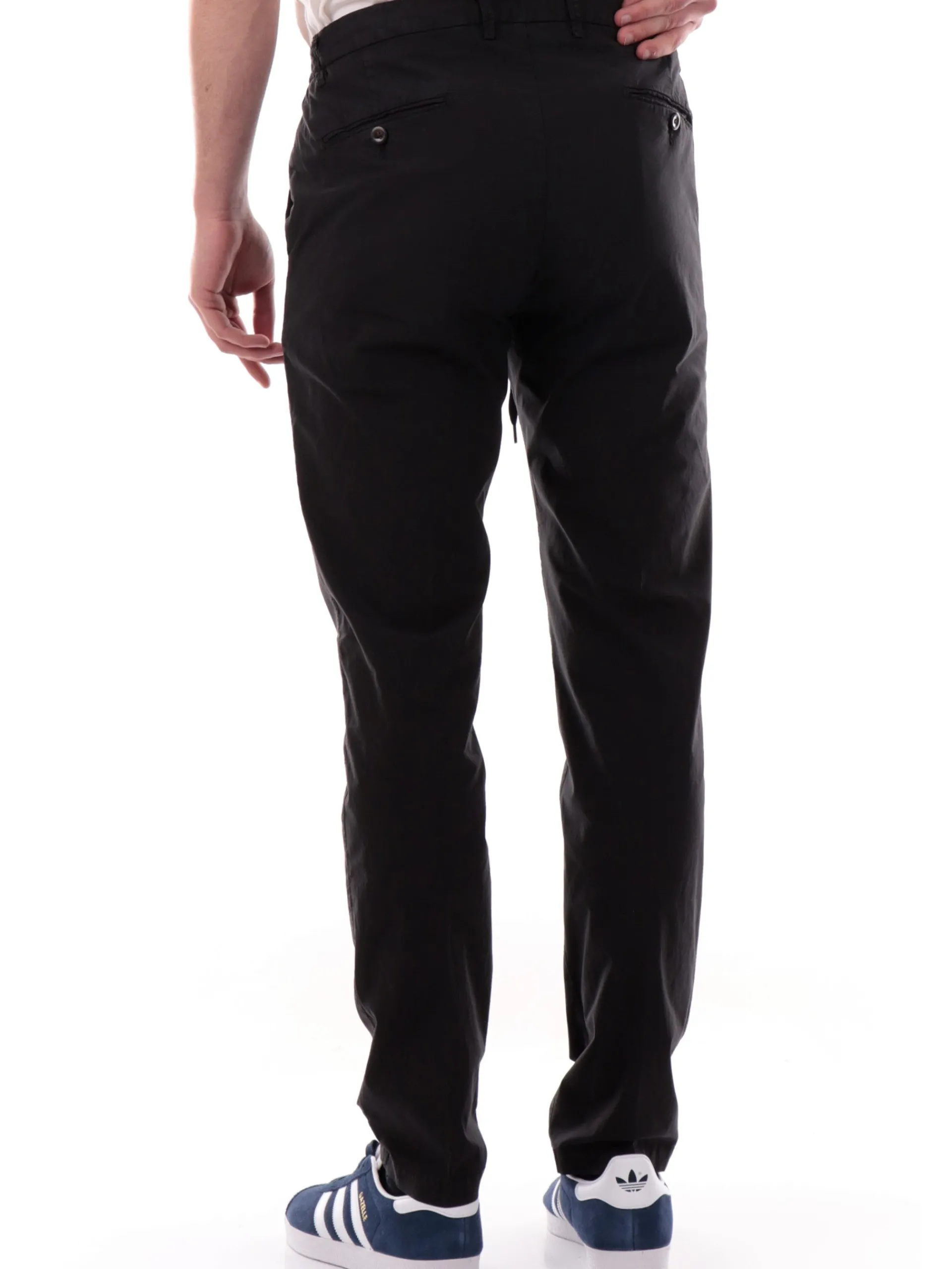 FOUR.TEN Pantaloni*Pantaloni Uomo chino neri con elastico e tasche Popeline cotone 12501010