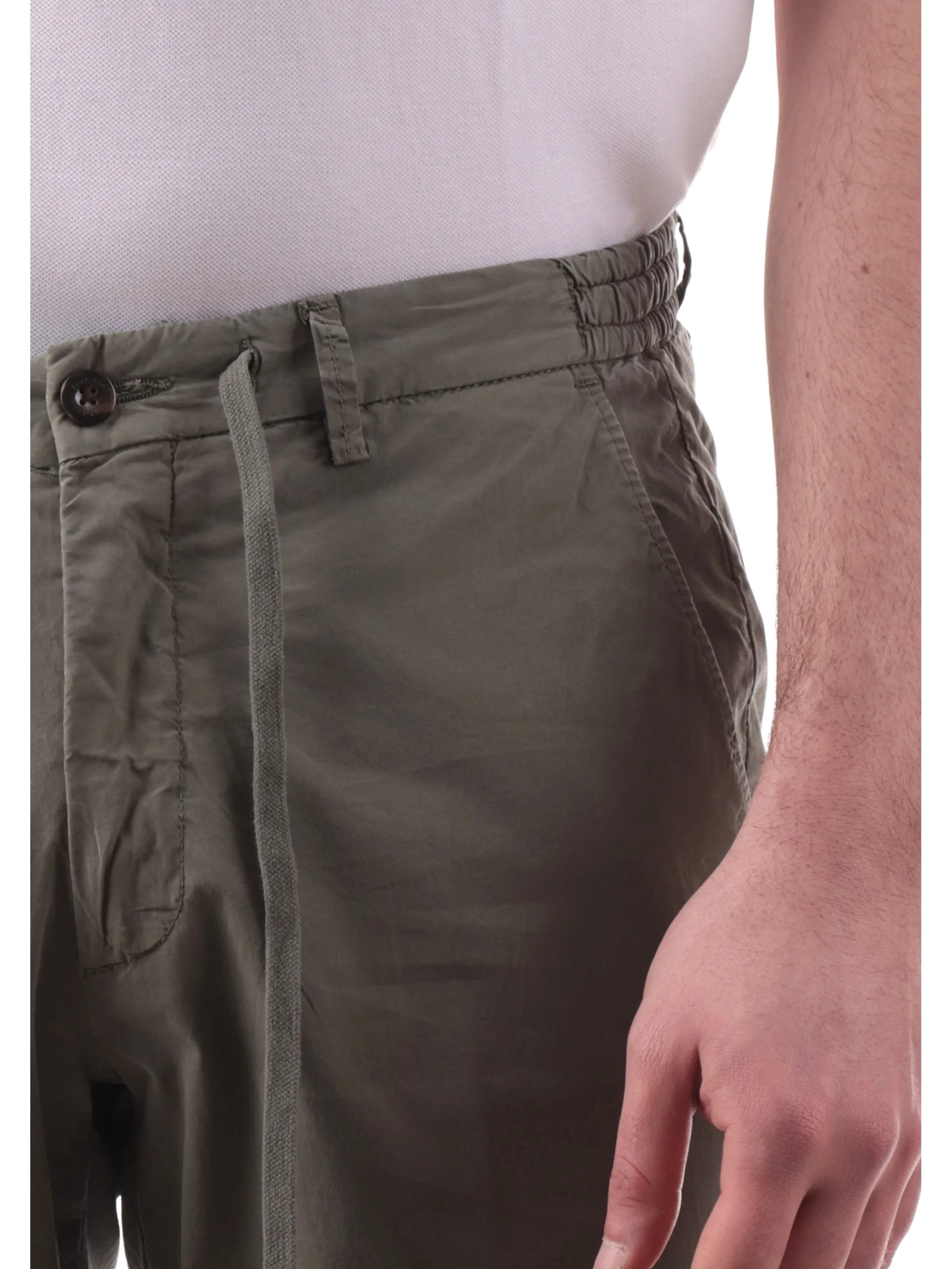 FOUR.TEN Pantaloni*Pantaloni Uomo chino verdi militari con elastico e tasche Popeline cotone 12501072