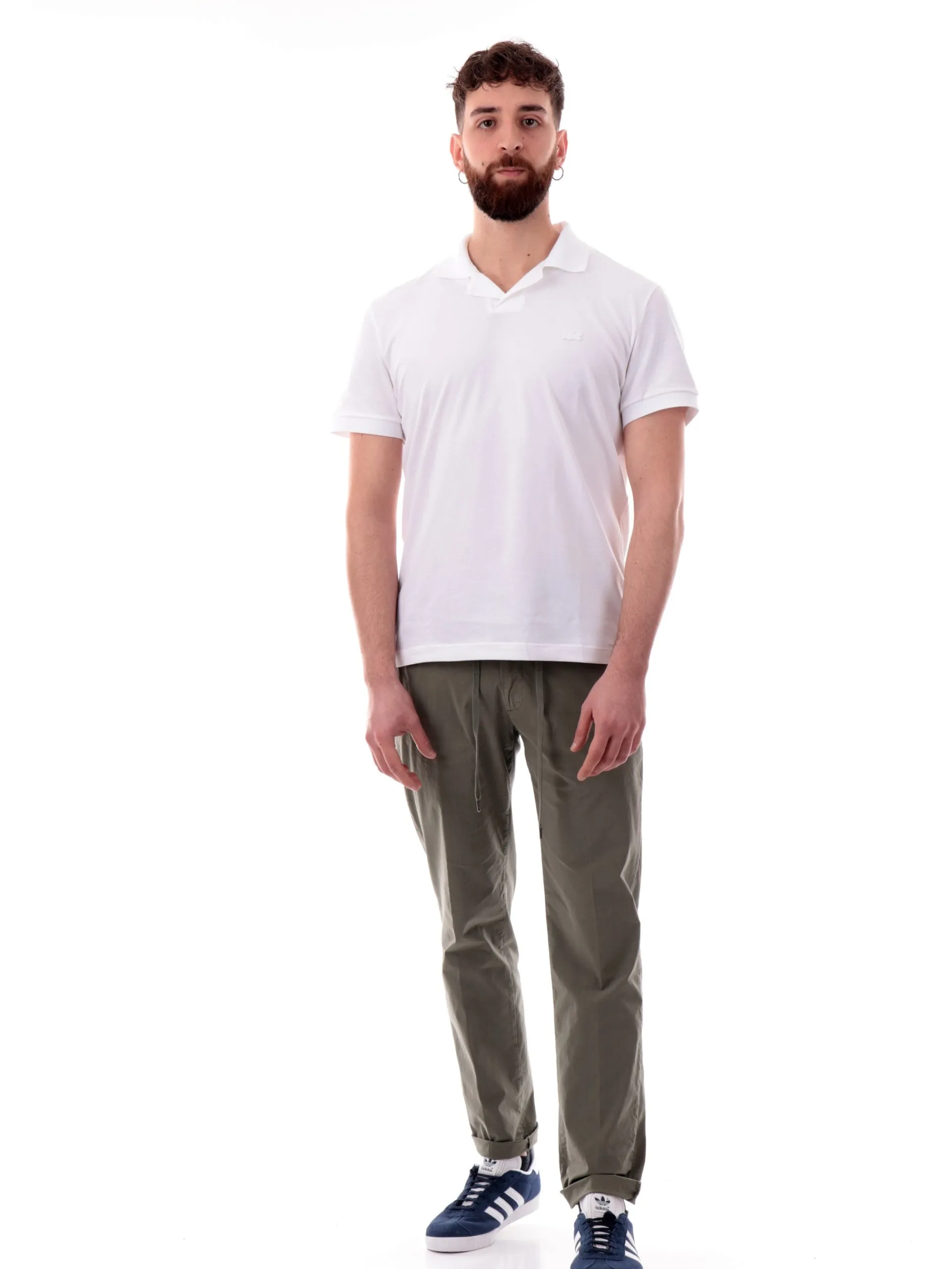 FOUR.TEN Pantaloni*Pantaloni Uomo chino verdi militari con elastico e tasche Popeline cotone 12501072