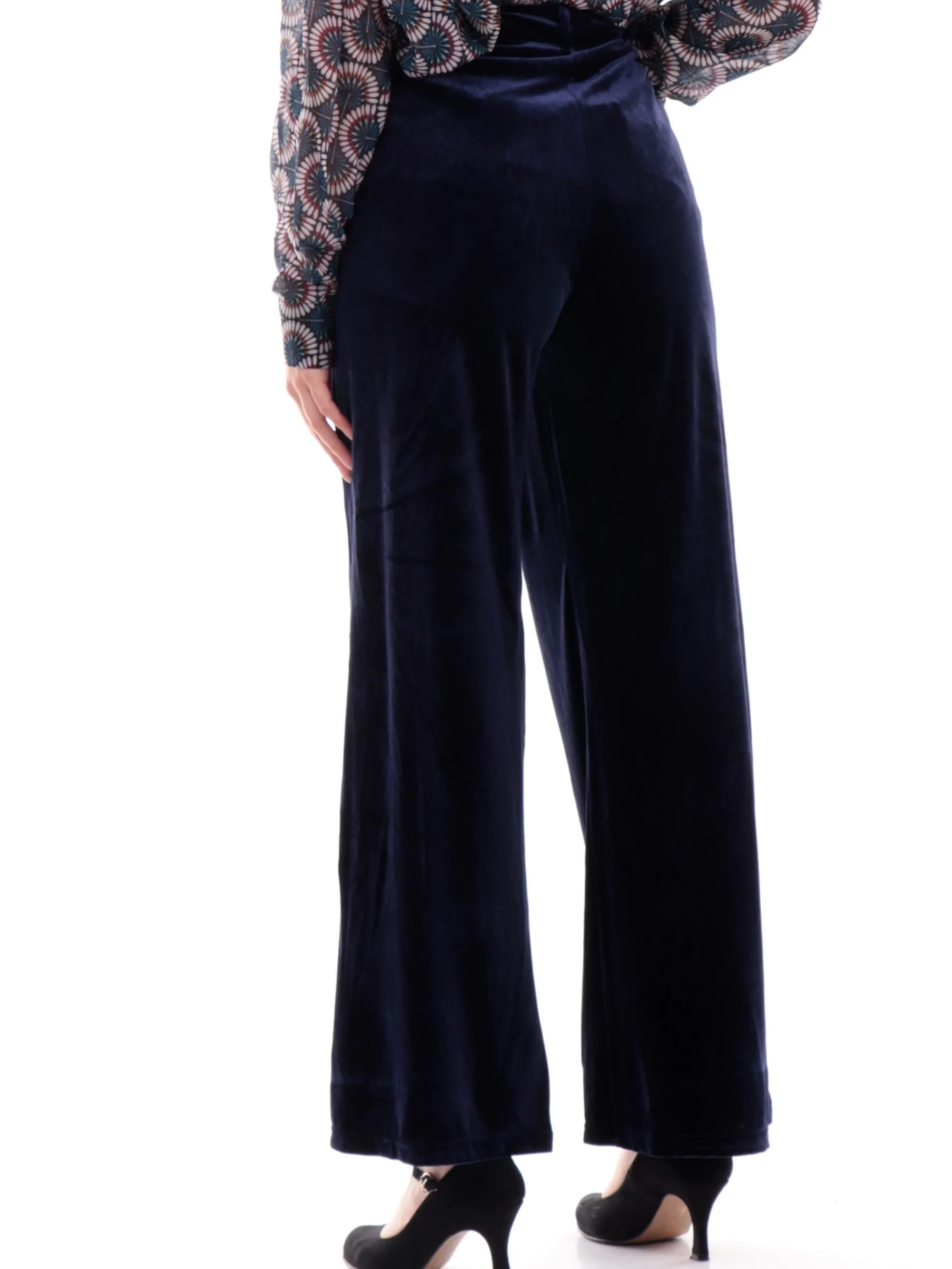 MOLLYBRACKEN Pantaloni*Pantaloni velluto Molly Bracken blu da donna palazzo T1698CHJ