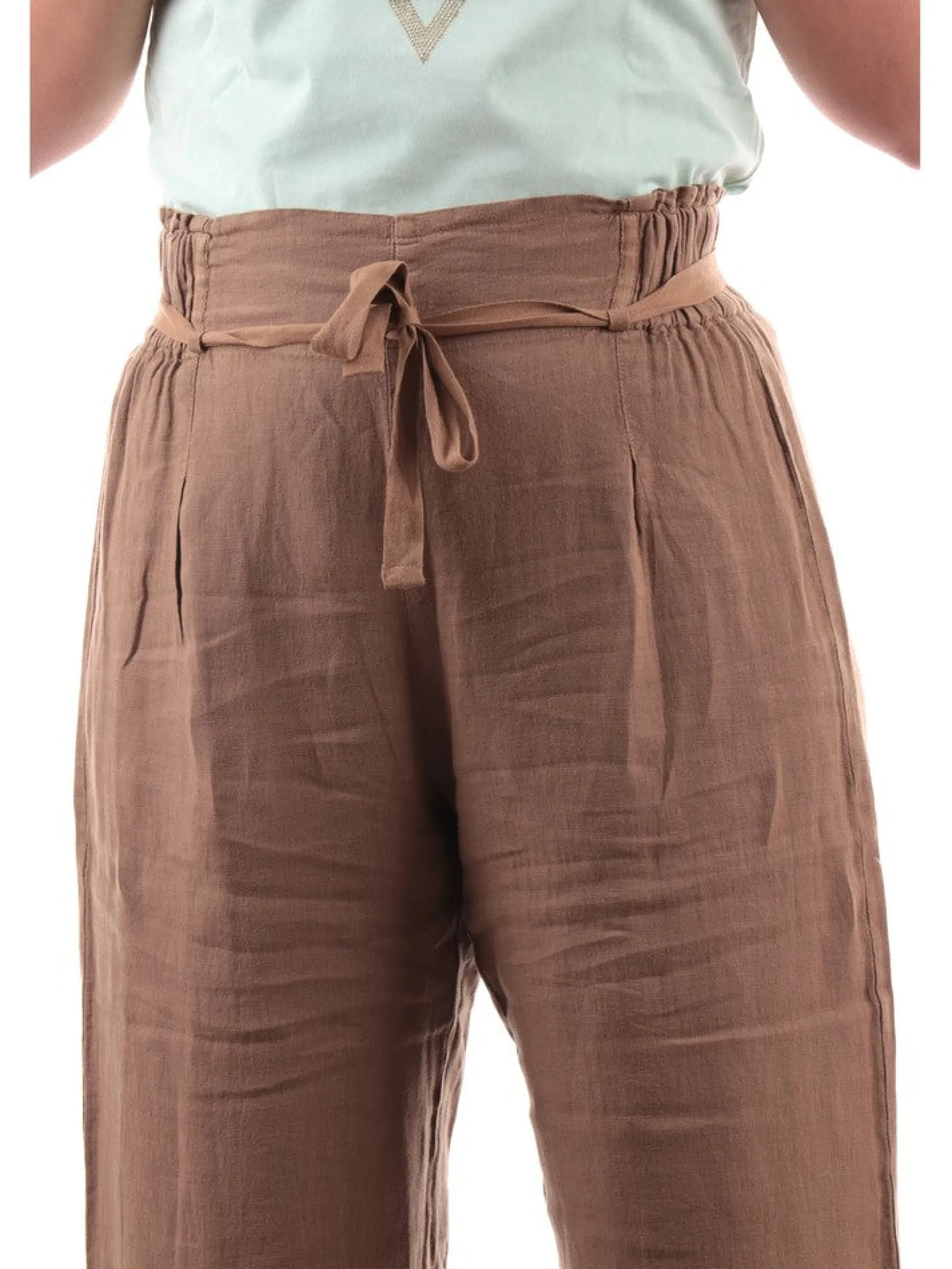 DEHA Pantaloni*Pantaloni vita alta marroni da donna D02565