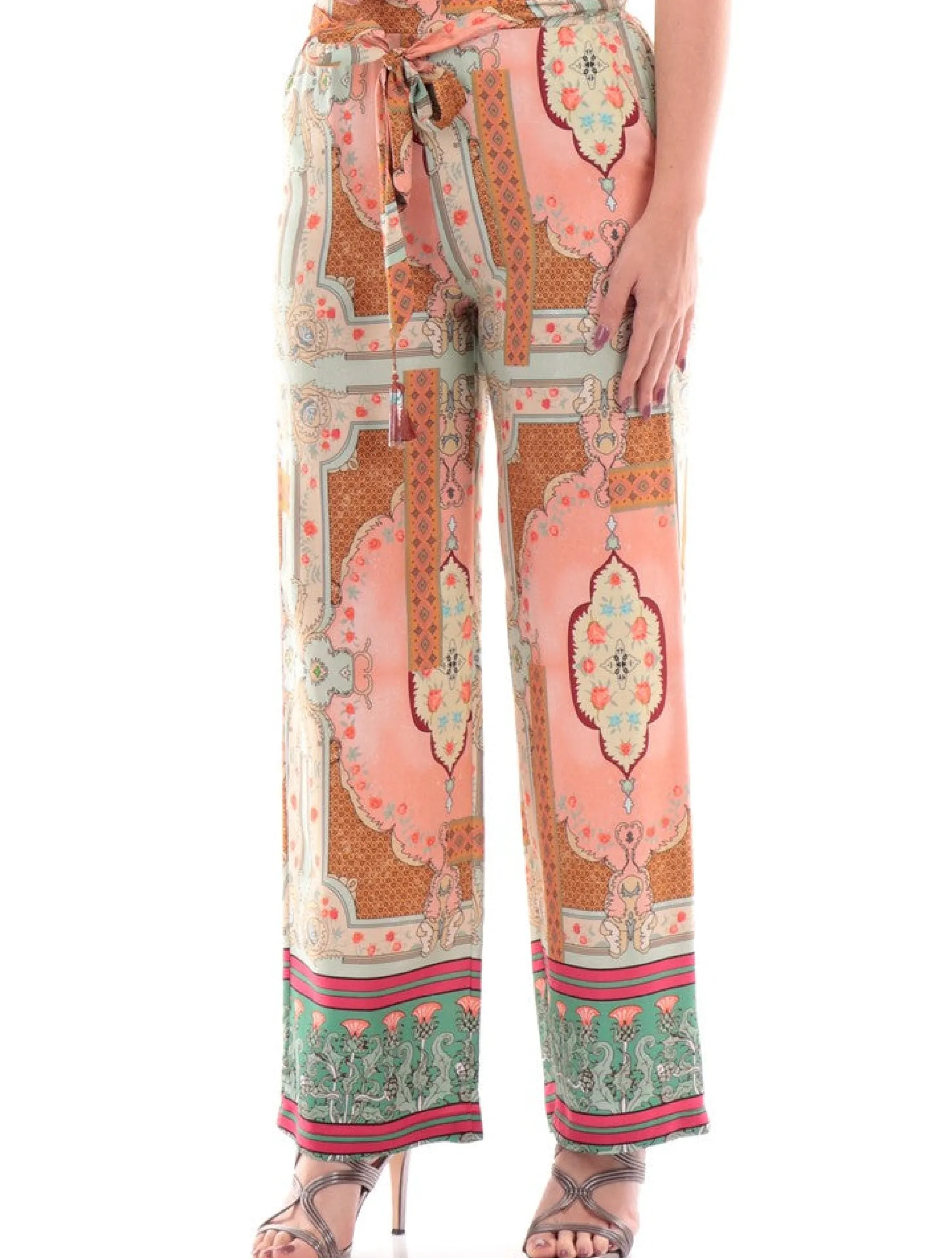 WUSIDE Pantaloni*Pantaloni Wu'Side beige da donna fantasia foulard 23769
