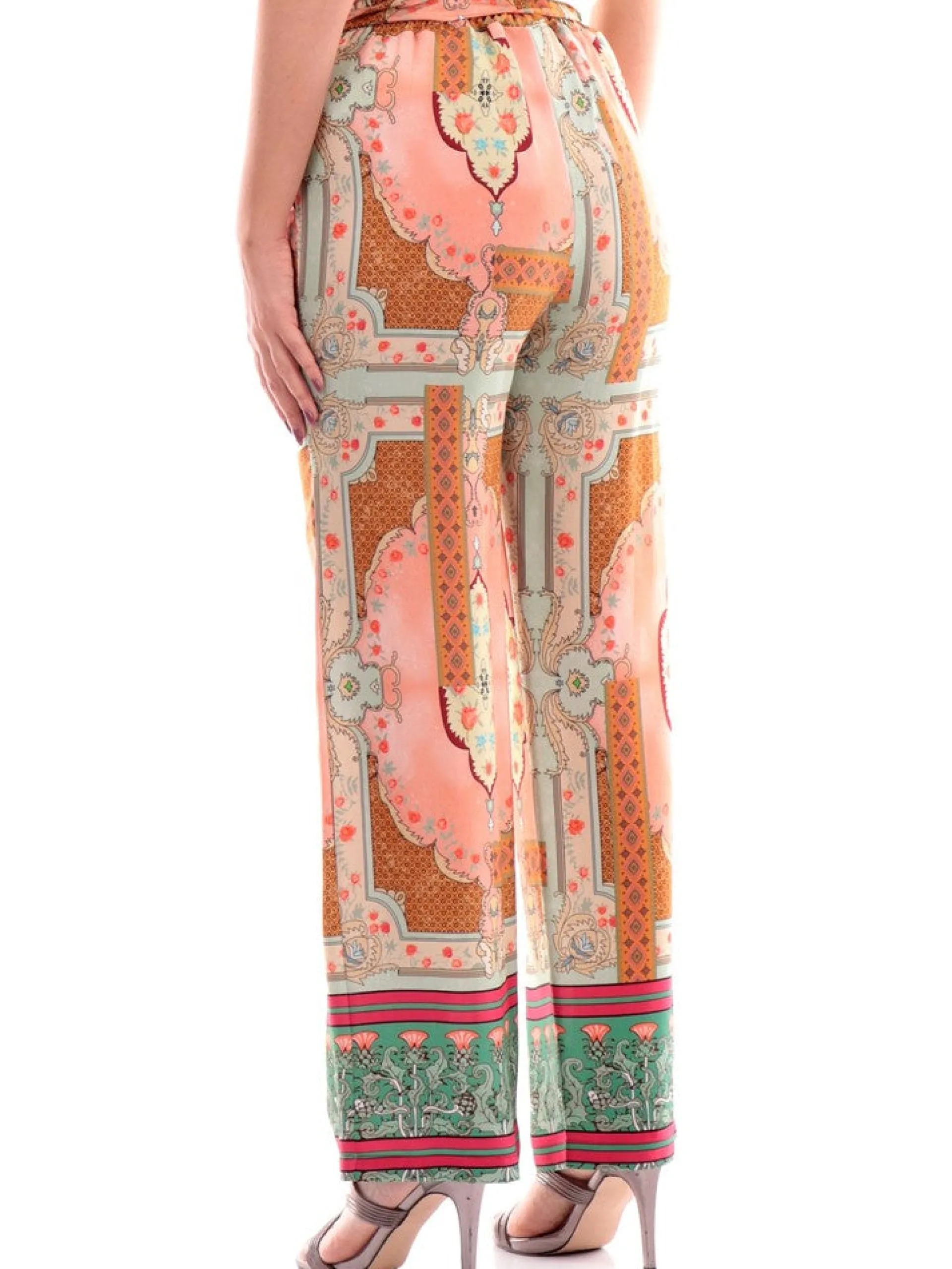 WUSIDE Pantaloni*Pantaloni Wu'Side beige da donna fantasia foulard 23769