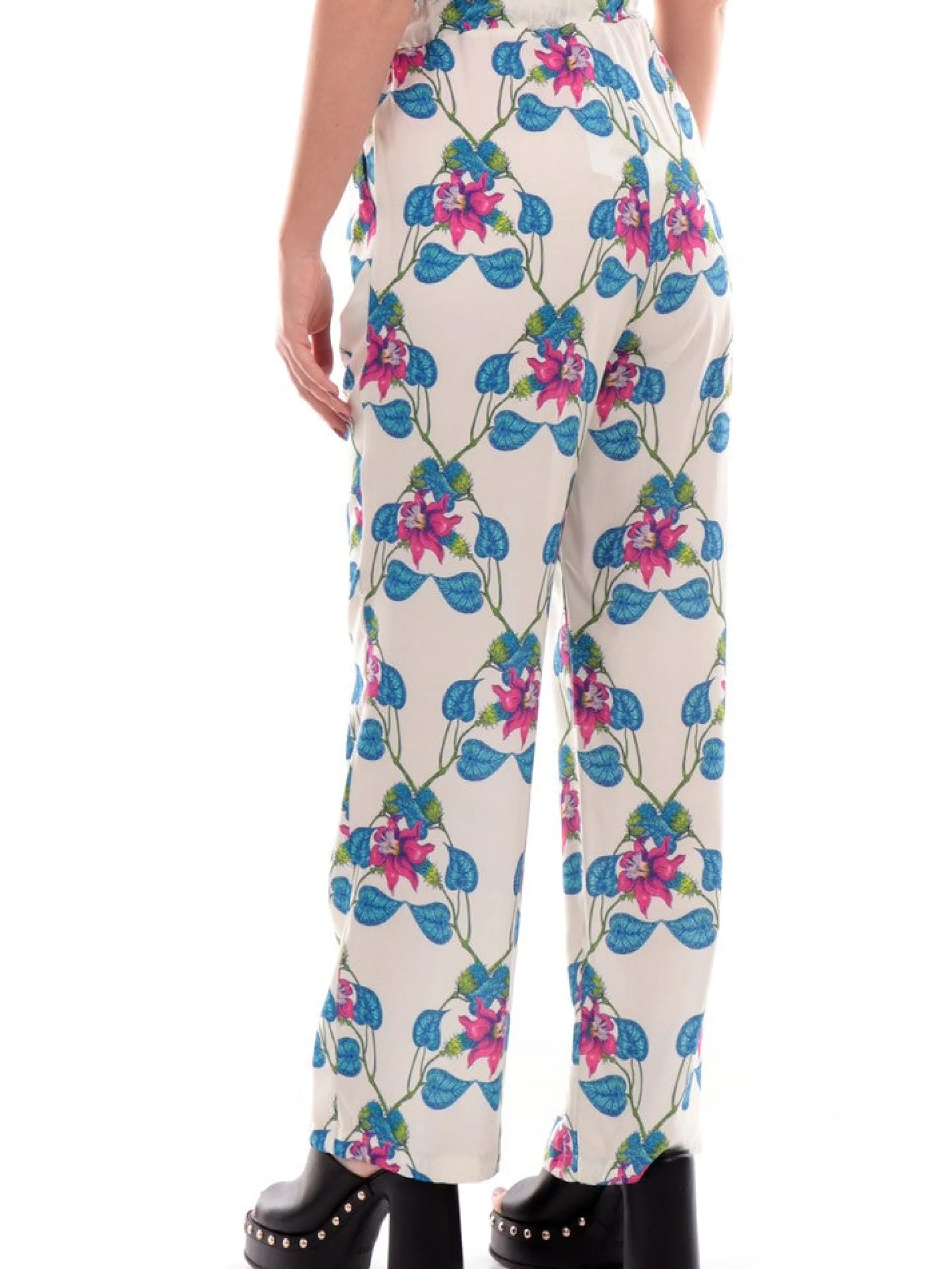 WUSIDE Pantaloni*Pantaloni Wu'Side bianco da donna con fiori 23783