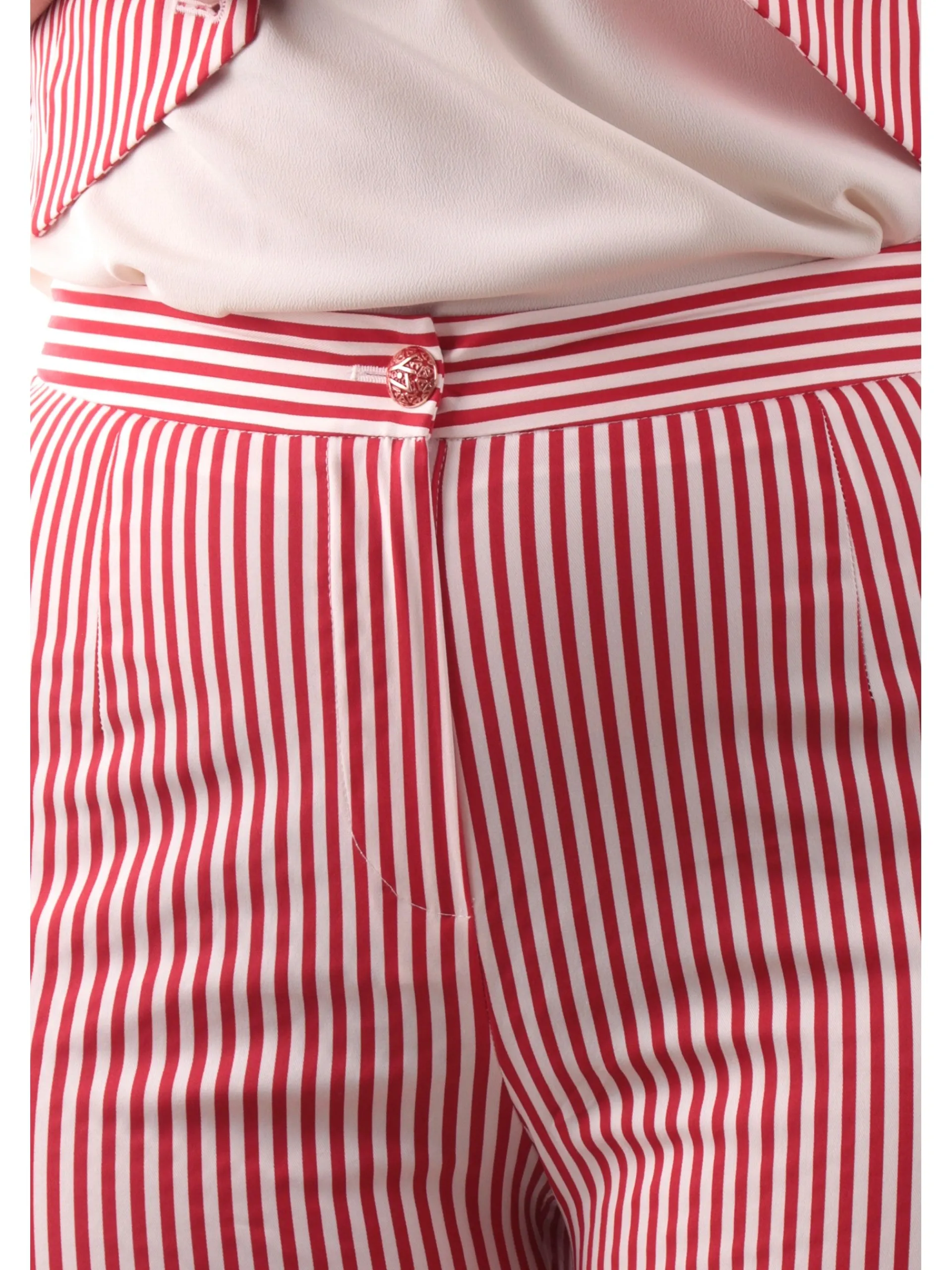 YES ZEE Pantaloni*Pantaloni a righe da donna Bianchi e rossi P389YG002505