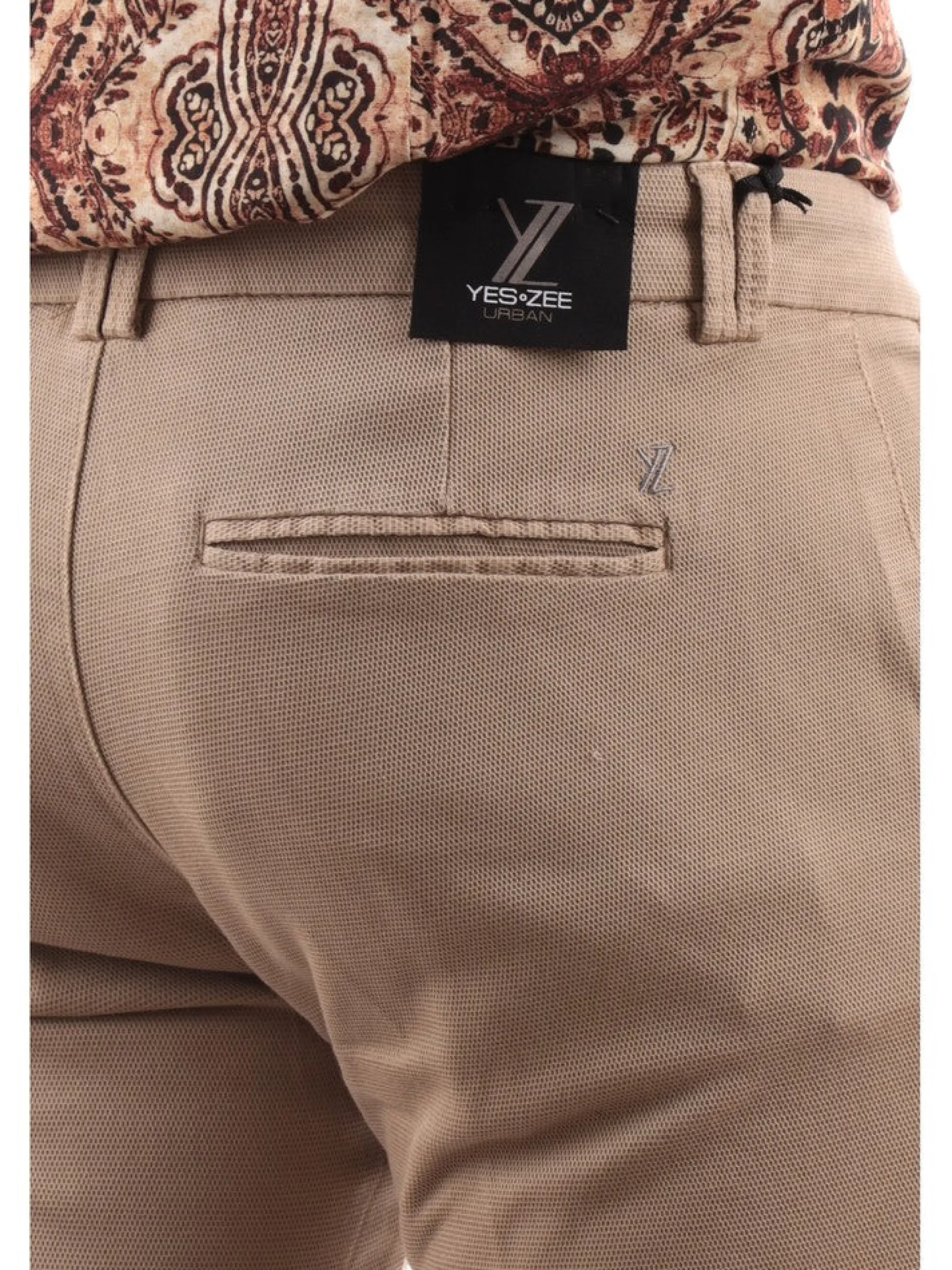 YES ZEE Pantaloni*Pantaloni beige da uomo Nido D'Ape P630FE000