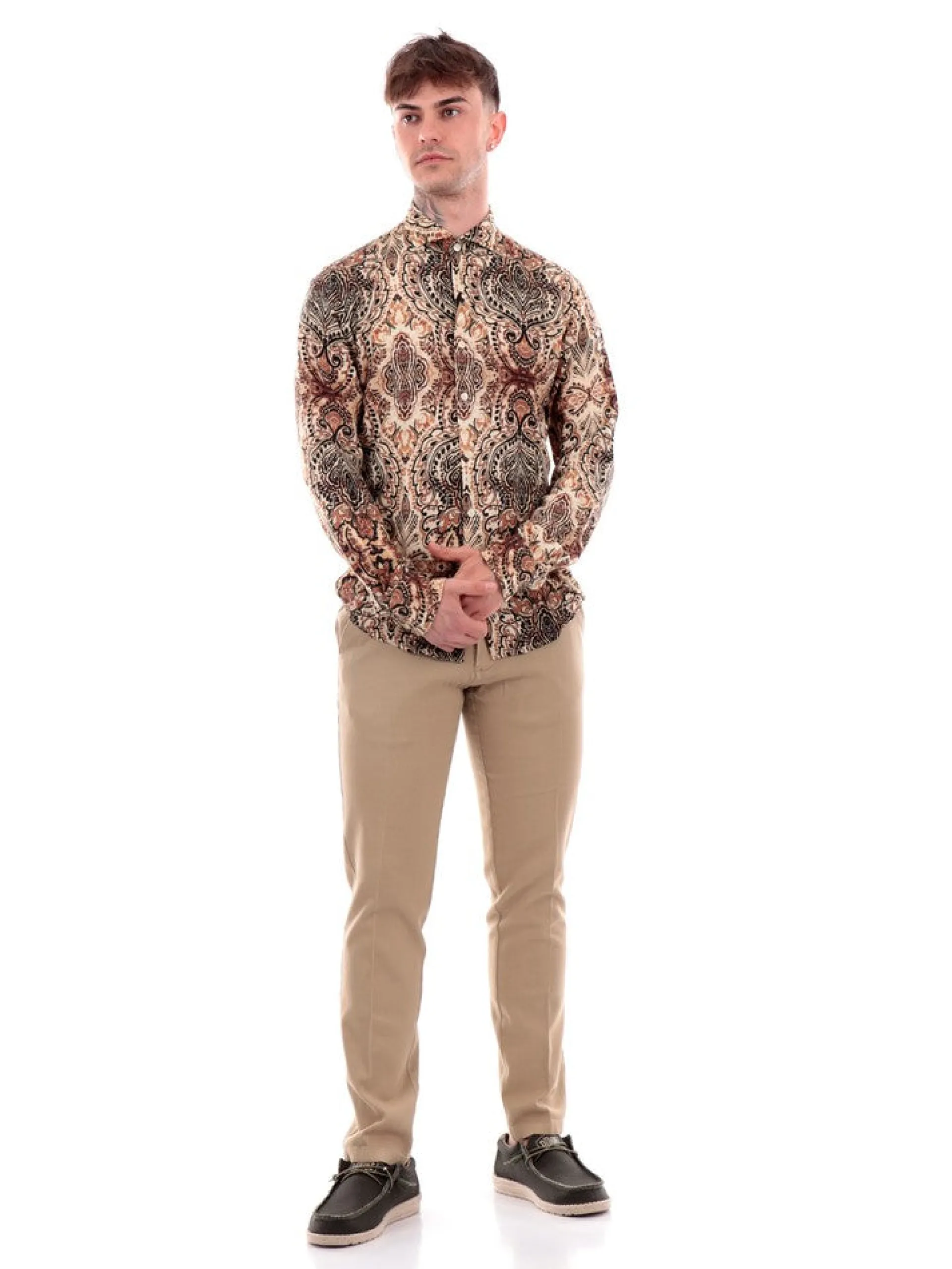 YES ZEE Pantaloni*Pantaloni beige da uomo Nido D'Ape P630FE000