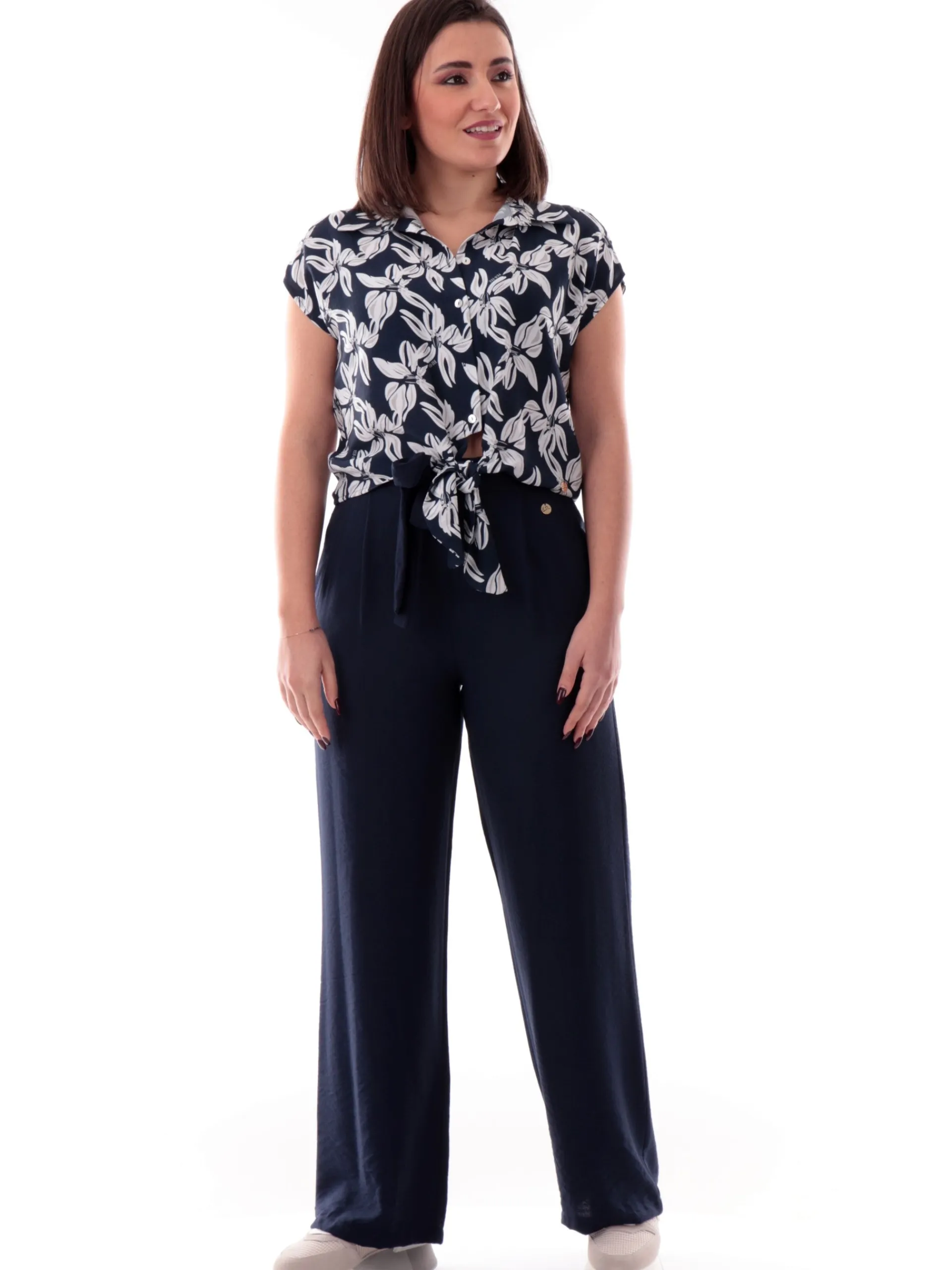 YES ZEE Pantaloni*Pantaloni blu da donna con cintura fissa morbidi P379YV000