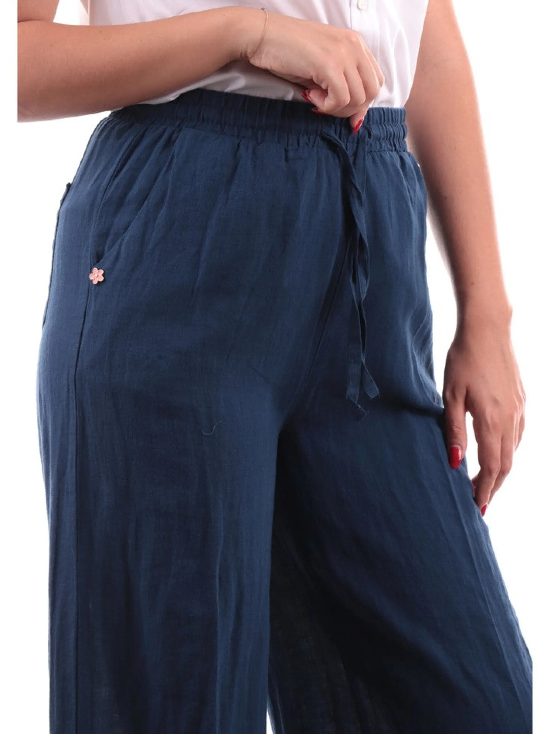 YES ZEE Pantaloni*Pantaloni blu da donna in lino P398J4000
