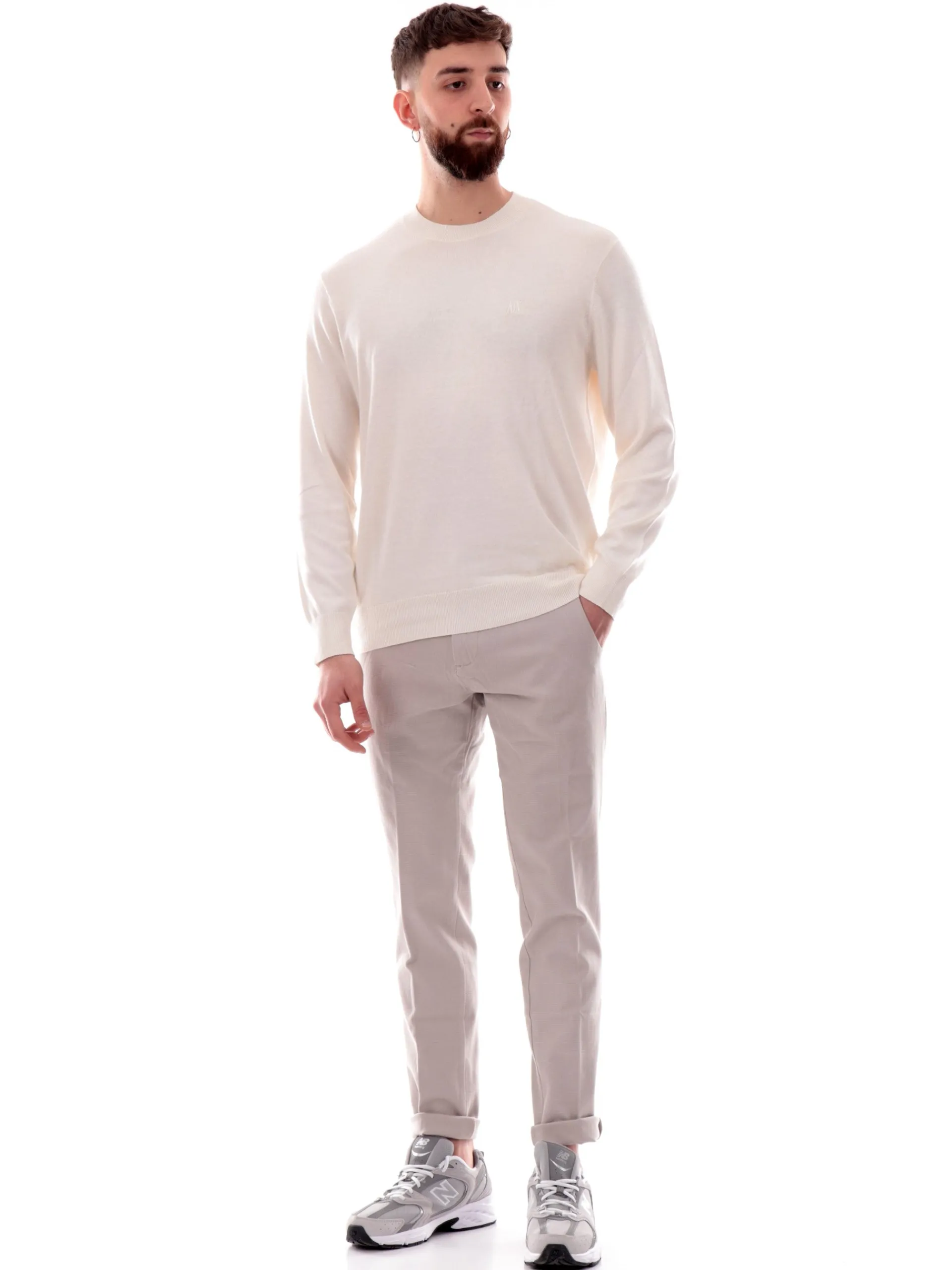 YES ZEE Pantaloni*Pantaloni Chino grigi da uomo Nido D'Ape P630FE00