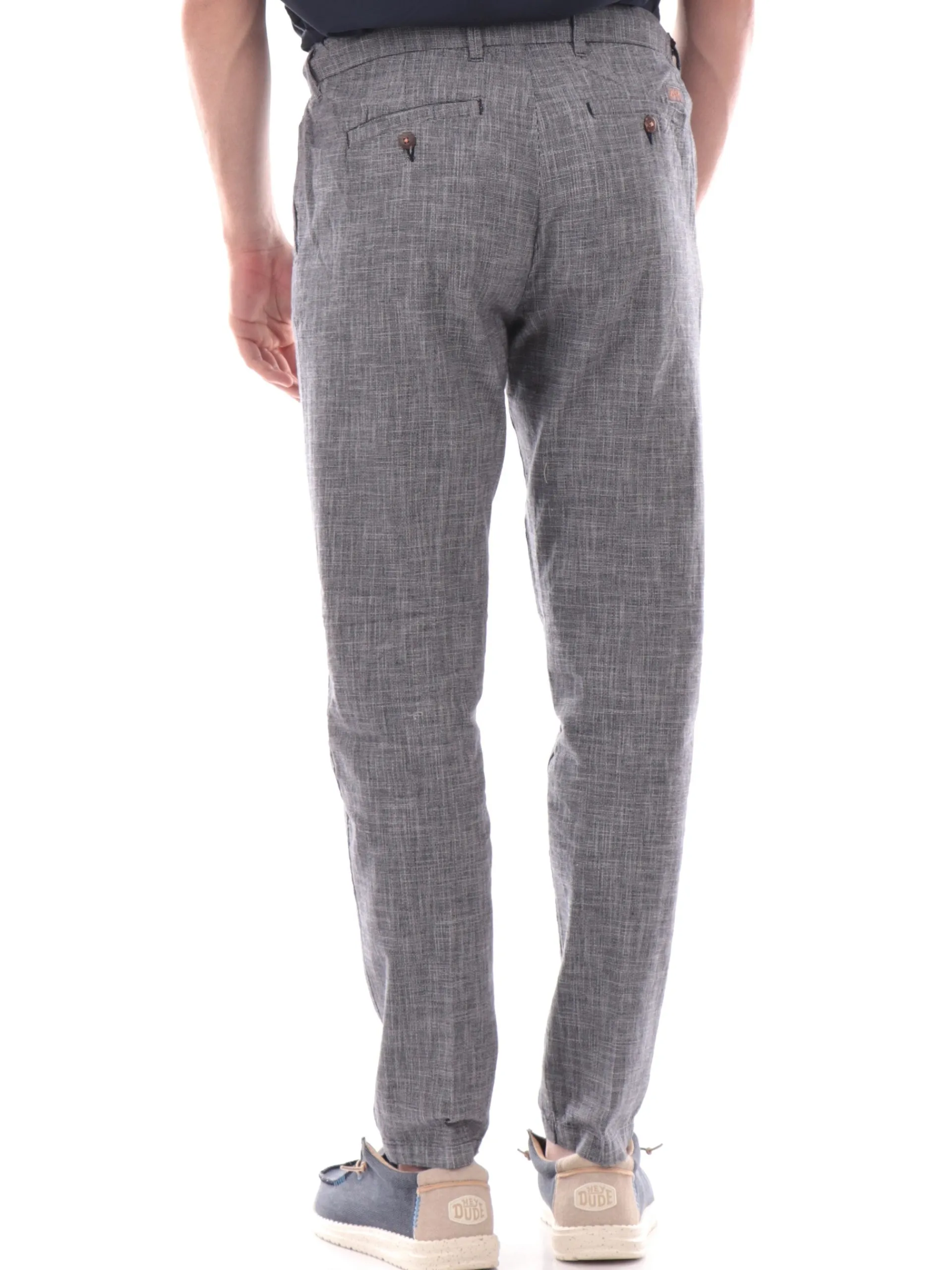 YES ZEE Pantaloni*Pantaloni grigi rigati da uomo con tasche e laccetti regolabili P670PF00