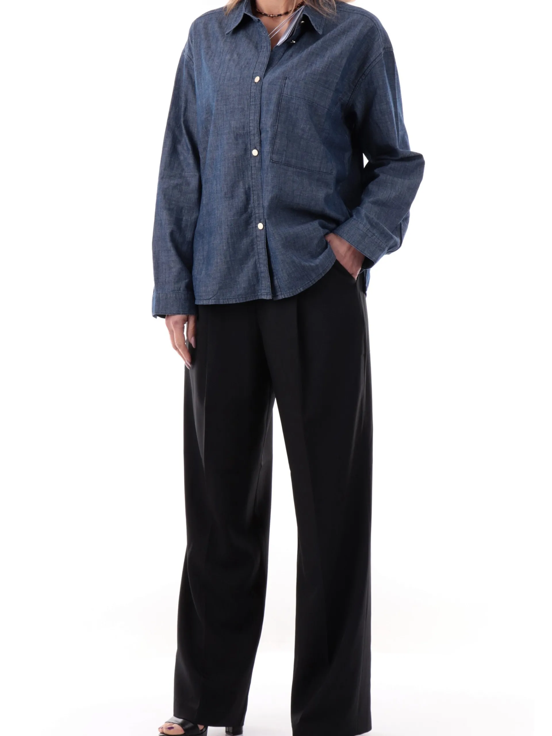 YES ZEE Pantaloni*Pantaloni neri da donna con banda elastica P385KE000