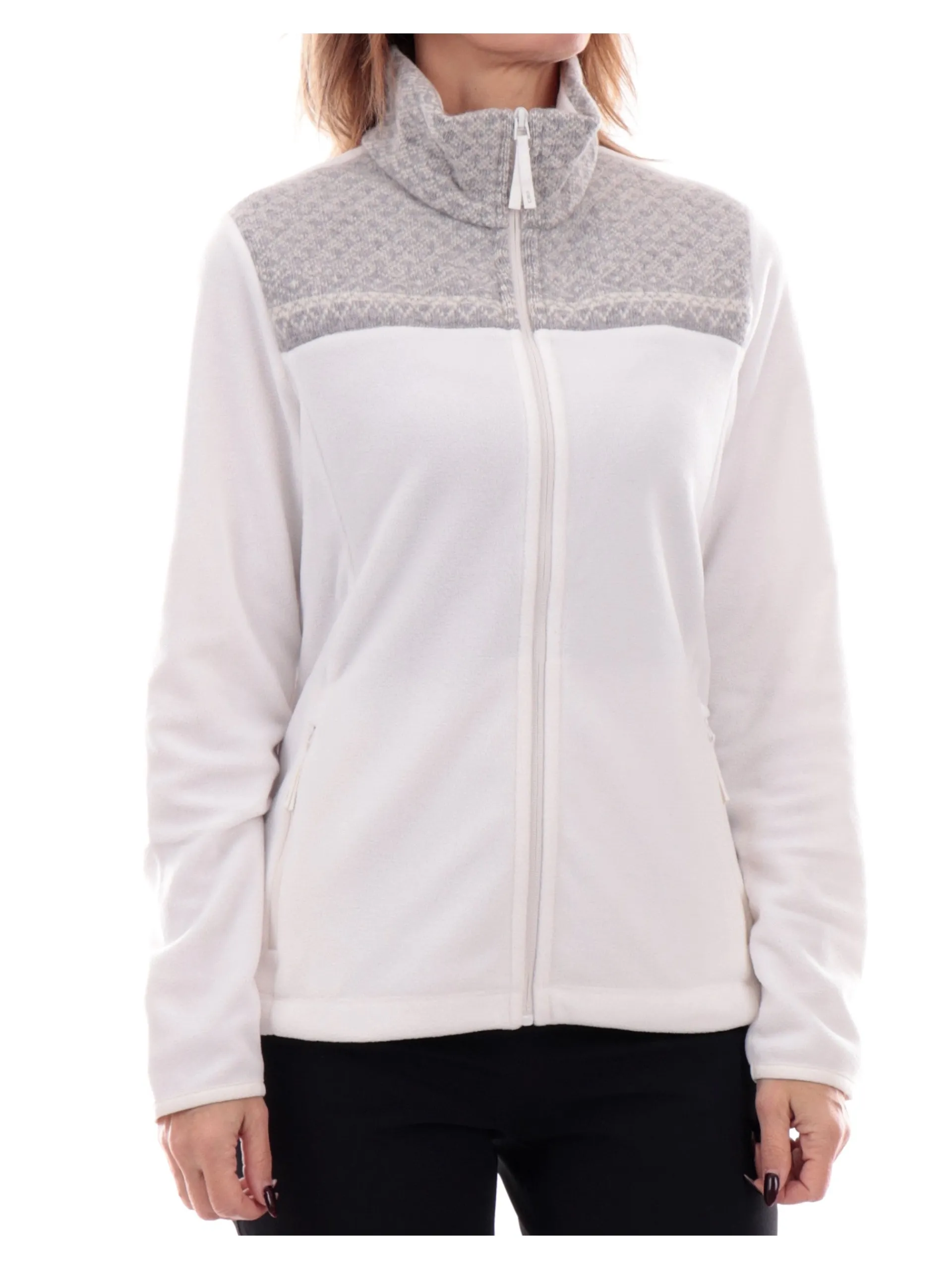 CMP Abbigliamento*Pile neve bianco e grigio da donna in misto lana 34J0486