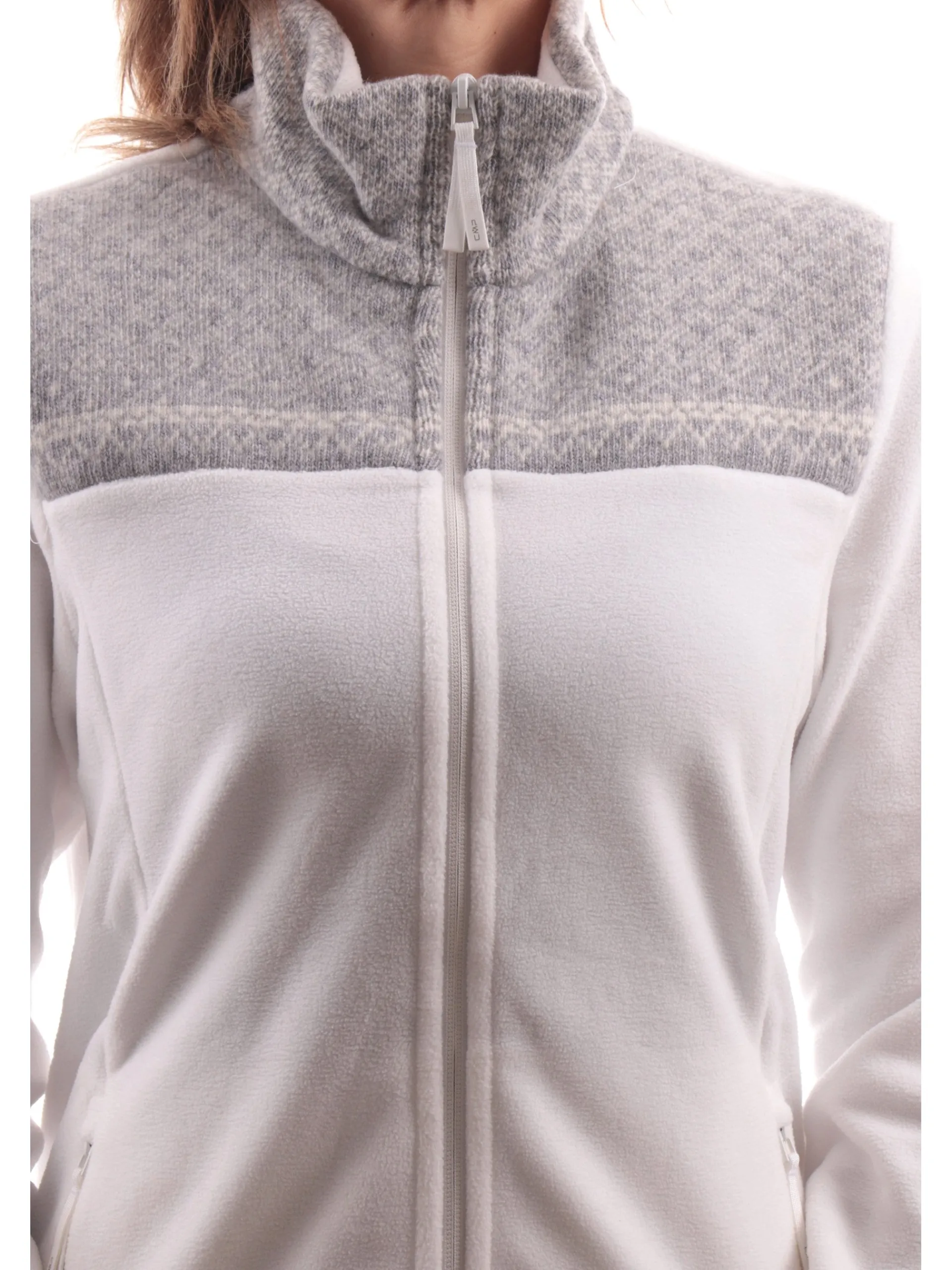 CMP Abbigliamento*Pile neve bianco e grigio da donna in misto lana 34J0486