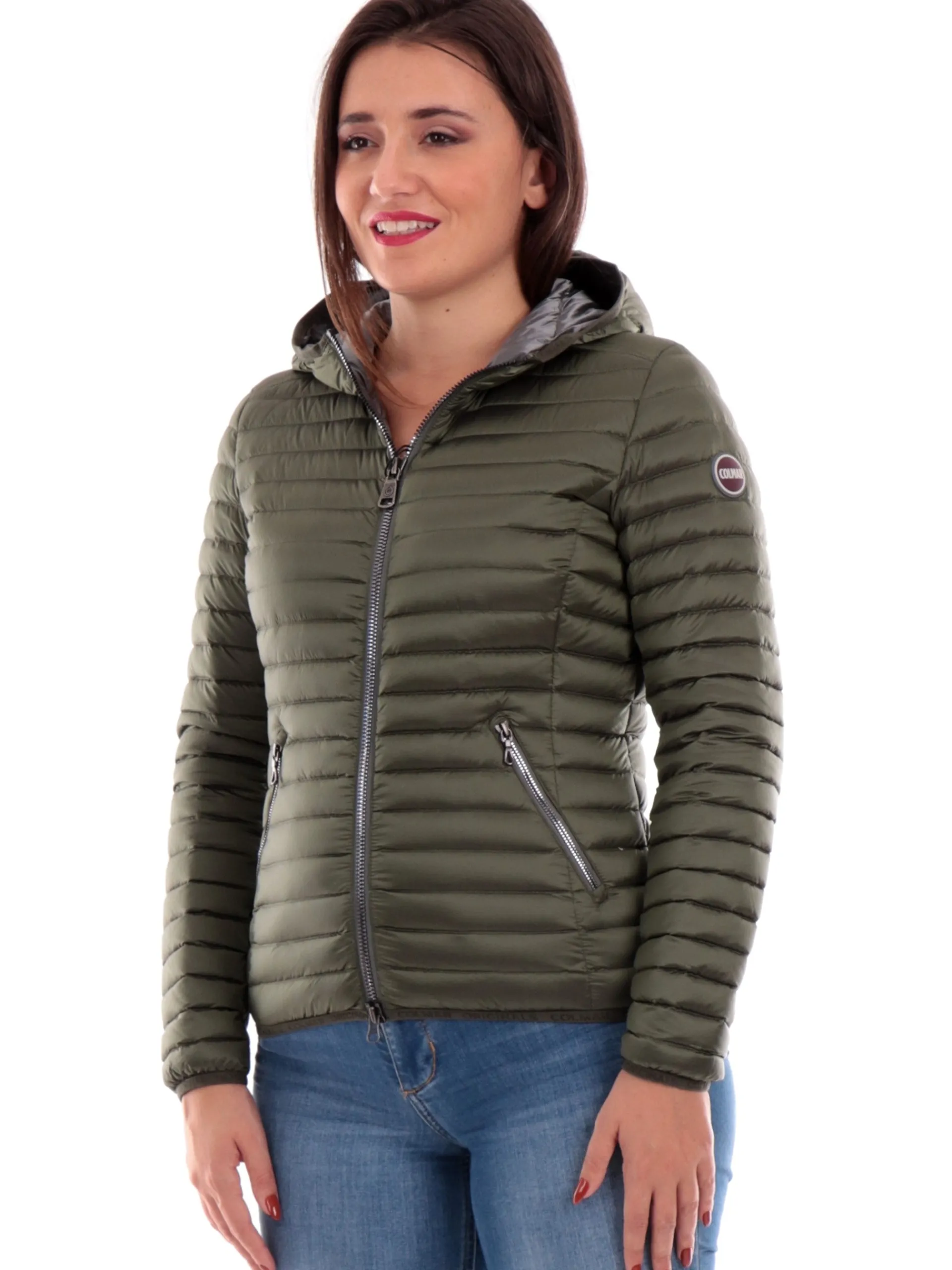 COLMAR Giubbini*Piumino verde militare da donna con cappuccio 2224P2YO