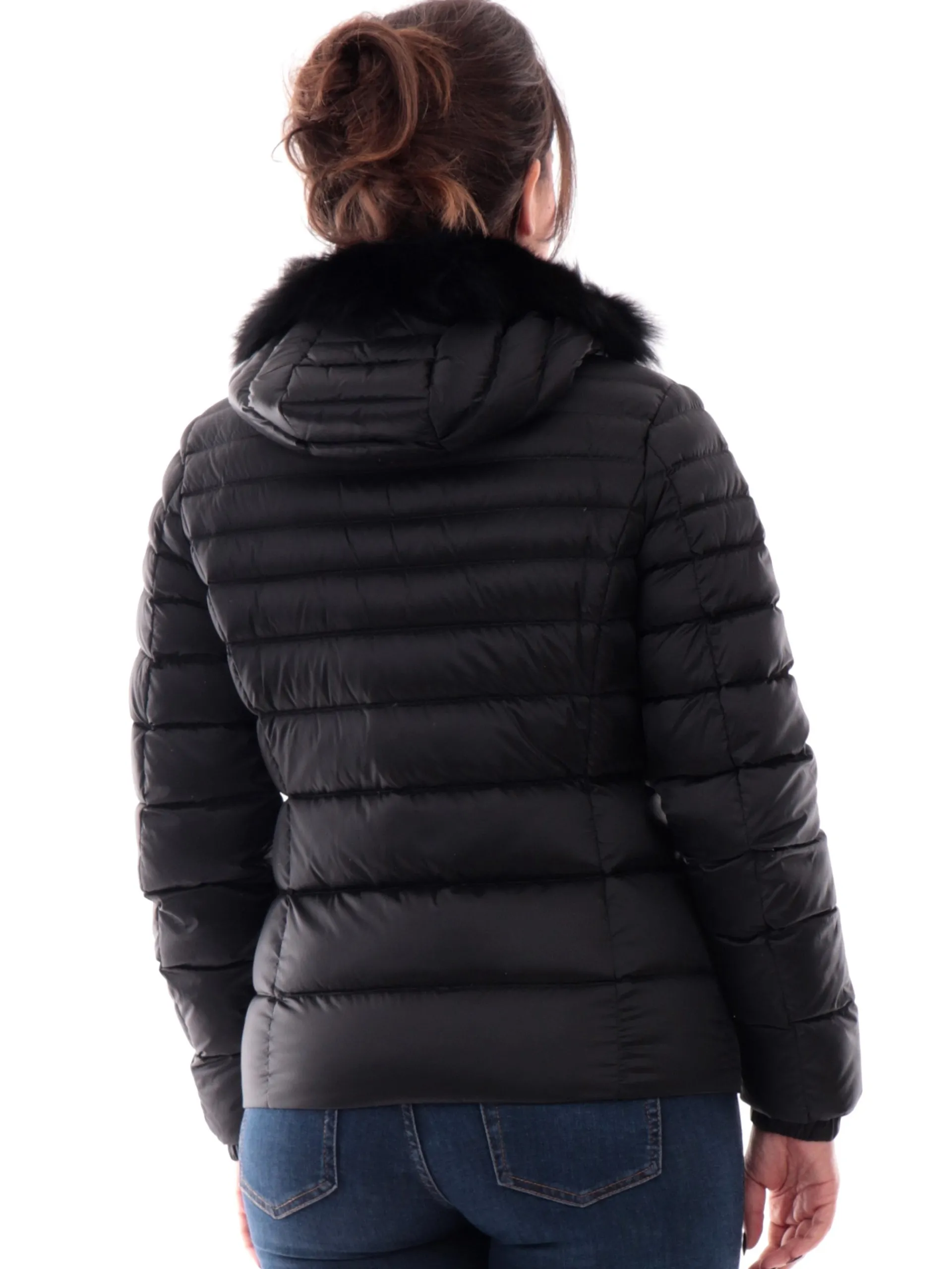 REFRIGIWEAR Giubbini*Piumino Mead Fur nero da donna con pelliccia W97618