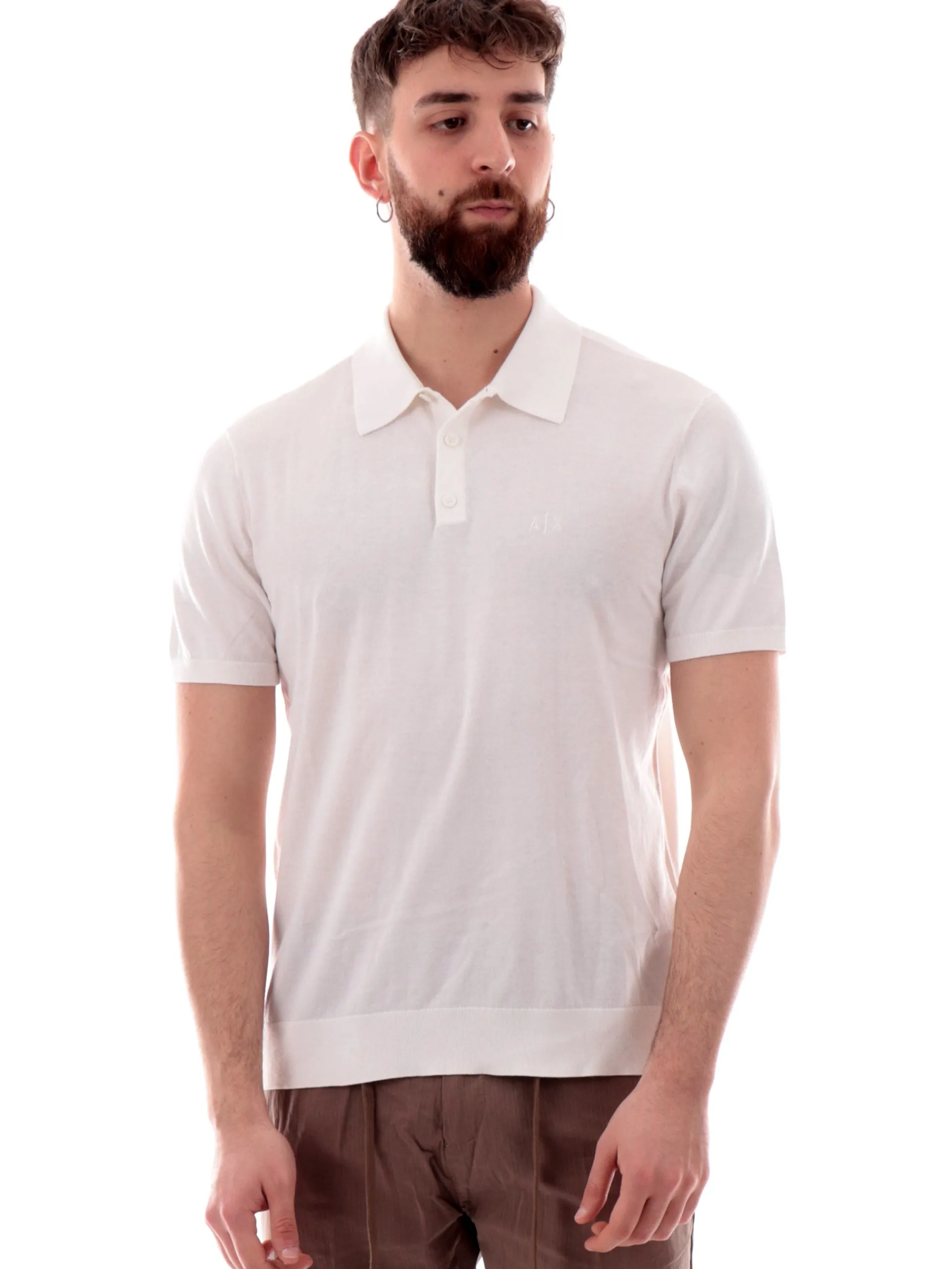 ARMANI EXCHANGE Polo*Polo AX bianca logo ricamato da uomo 8NZF5DZM3JZ