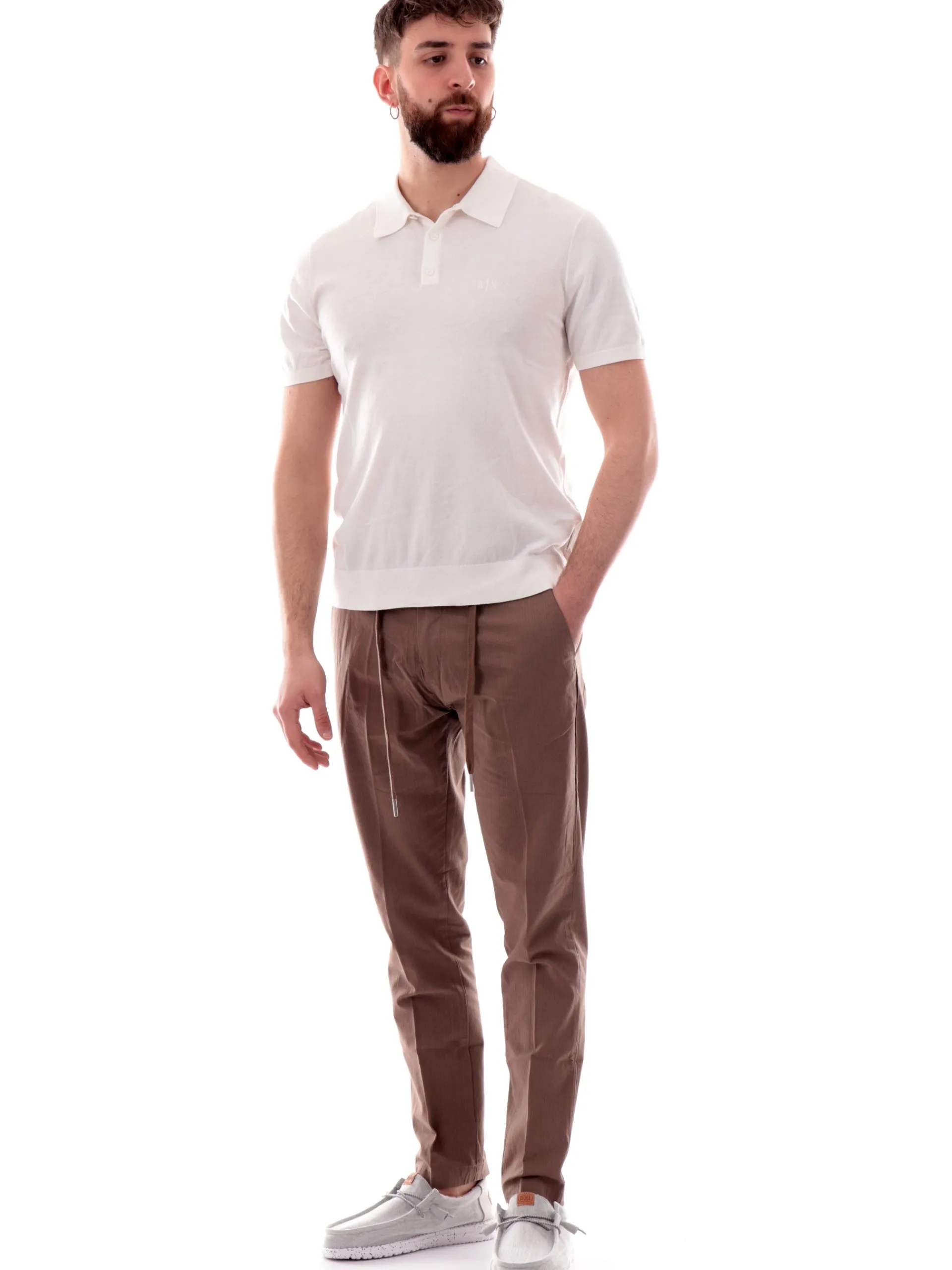 ARMANI EXCHANGE Polo*Polo AX bianca logo ricamato da uomo 8NZF5DZM3JZ
