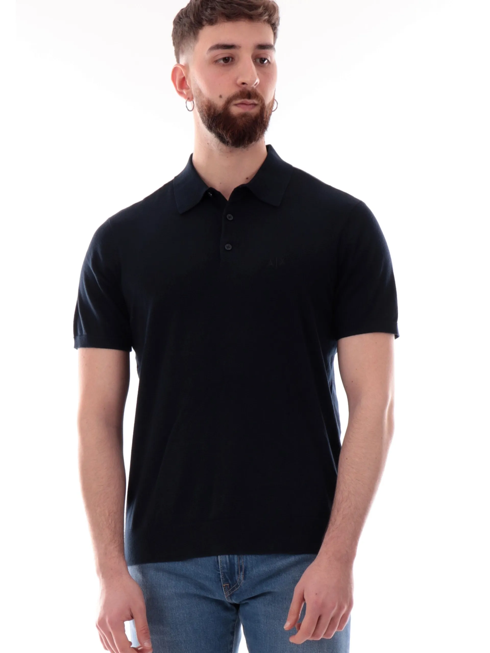ARMANI EXCHANGE Polo*Polo AX blu navy da uomo logo AX ricamato 8NZF5DZM3JZ