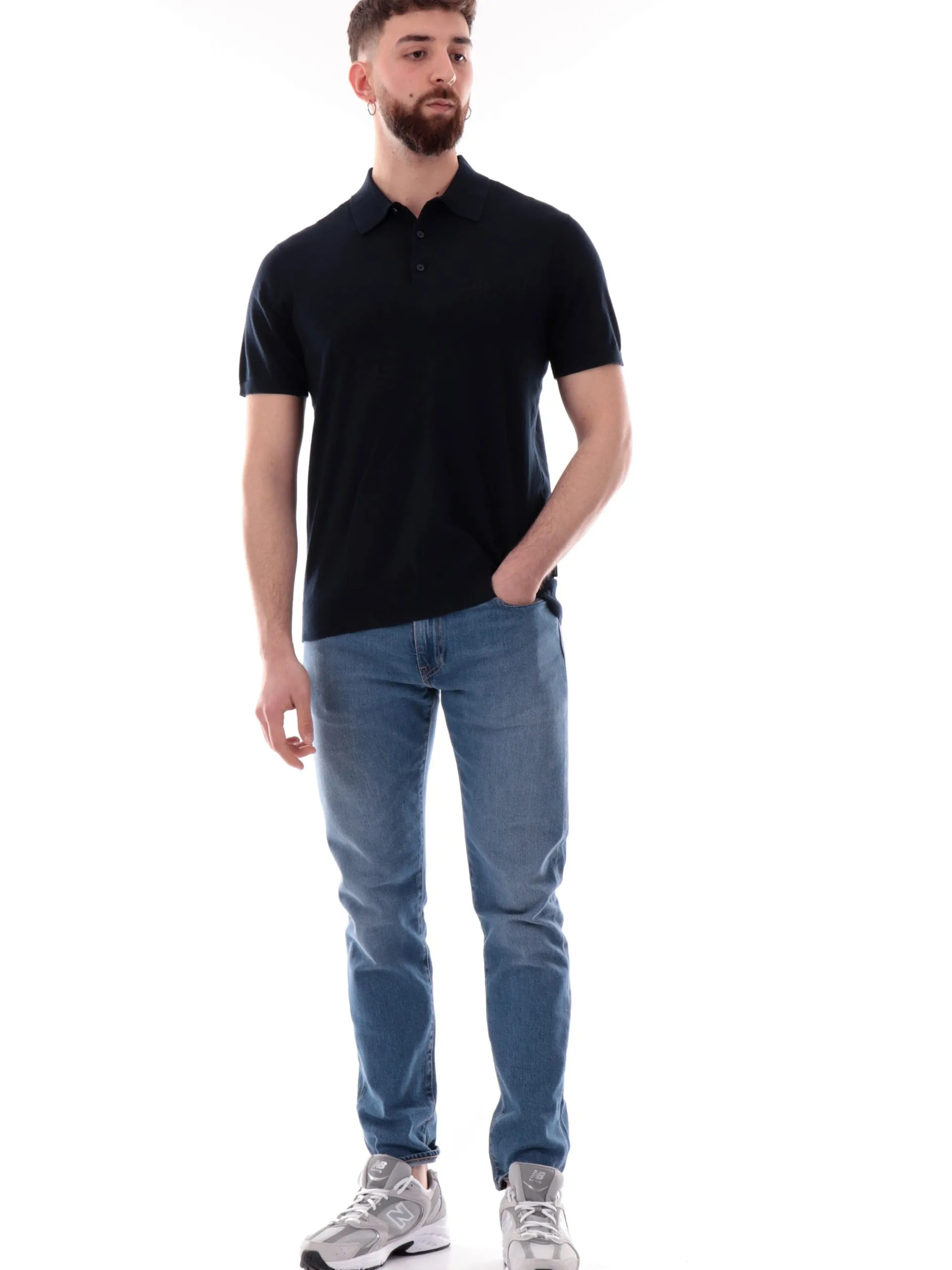 ARMANI EXCHANGE Polo*Polo AX blu navy da uomo logo AX ricamato 8NZF5DZM3JZ