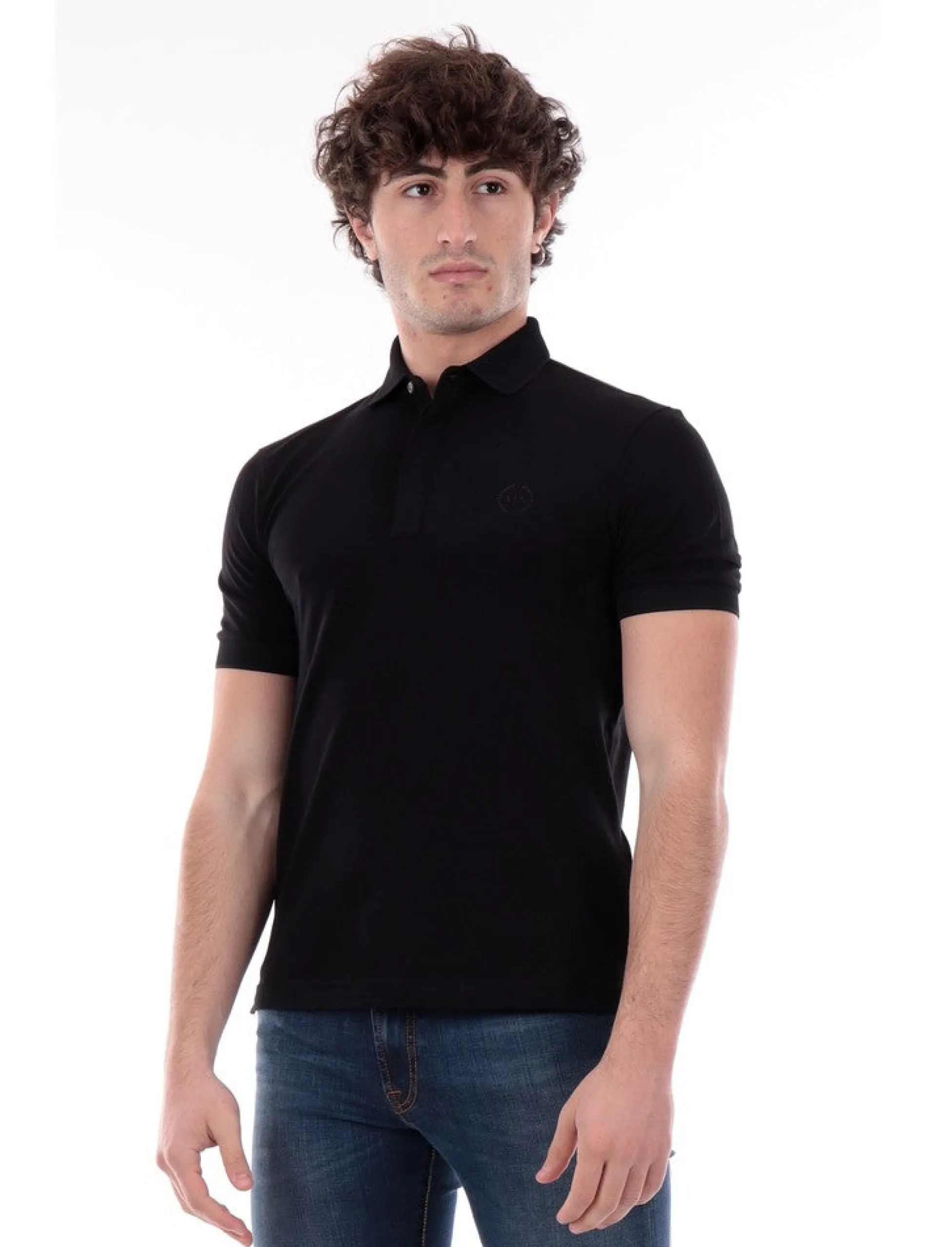 ARMANI EXCHANGE Polo*Polo AX celeste da uomo logo AX gommato 8NZF91ZJ81Z