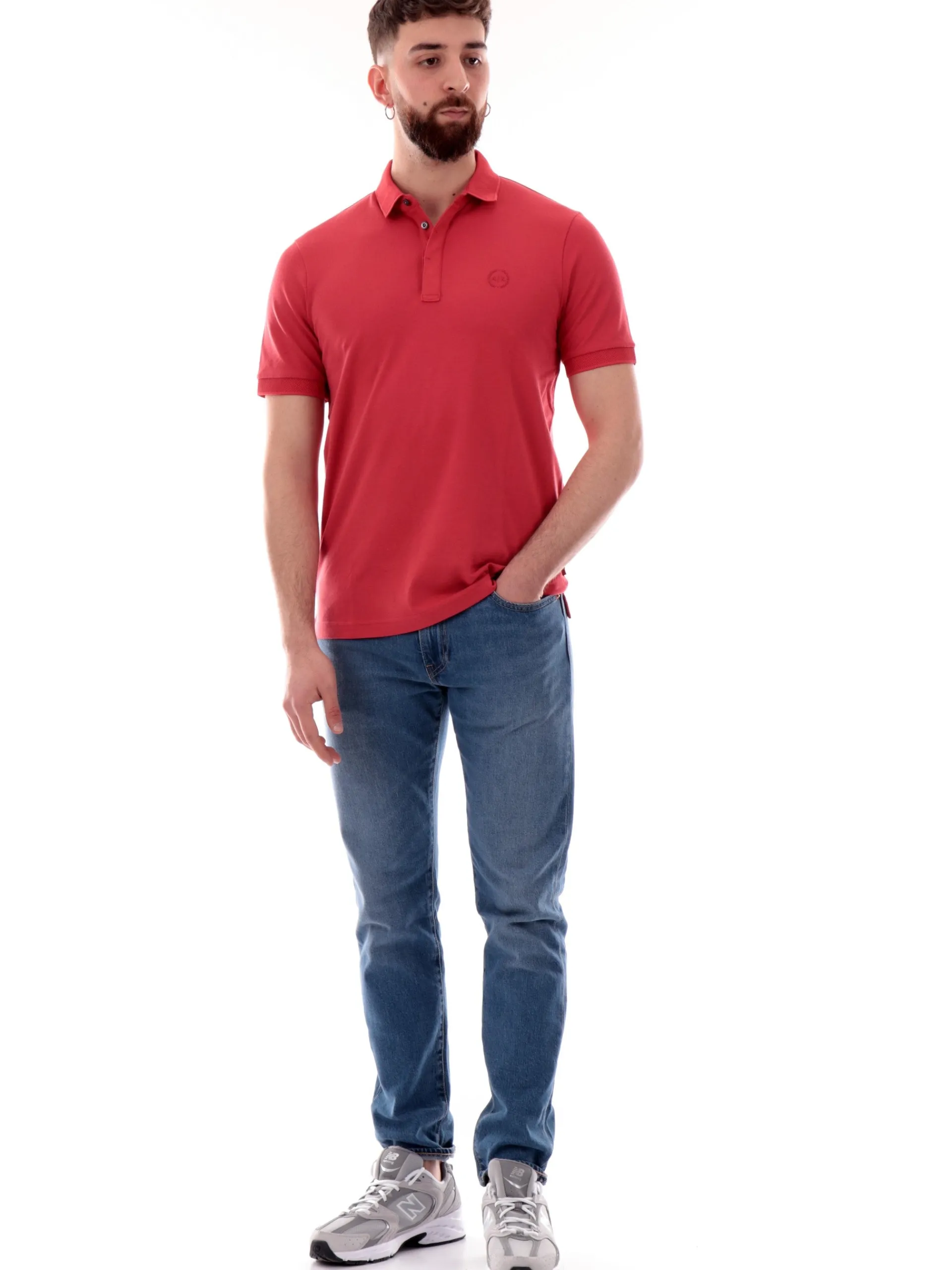 ARMANI EXCHANGE Polo*Polo AX rossa da uomo logo AX gommato 8NZF91ZJ81Z