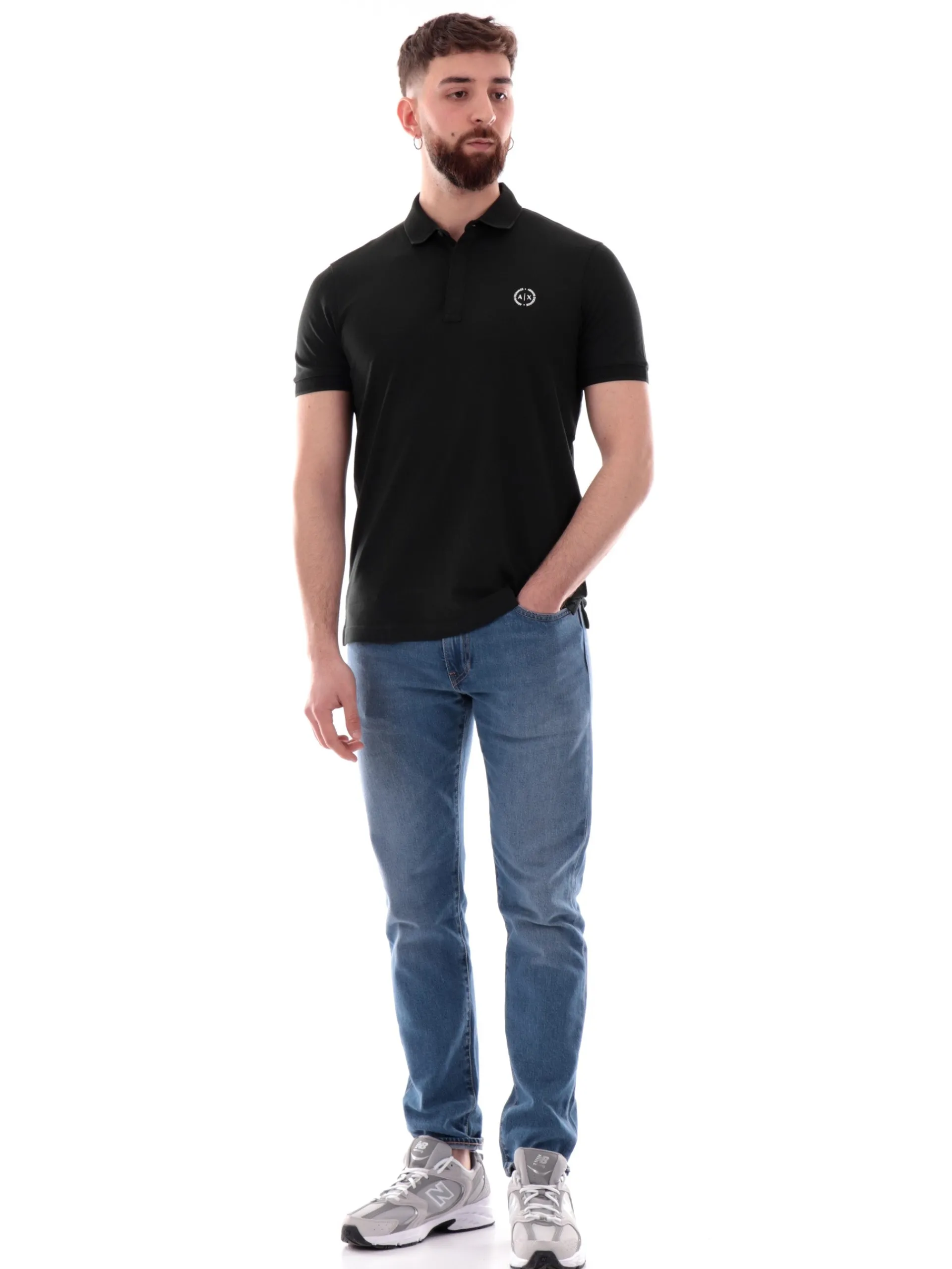 ARMANI EXCHANGE Polo*Polo AX verde da uomo logo AX gommato 8NZF91ZJ81Z