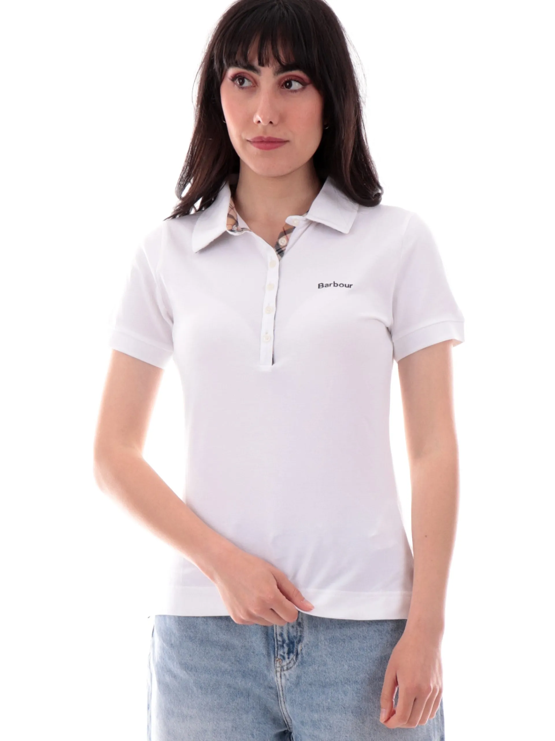 BARBOUR Polo*Polo bianca da donna Portsdown Top logo ricamato LML0634