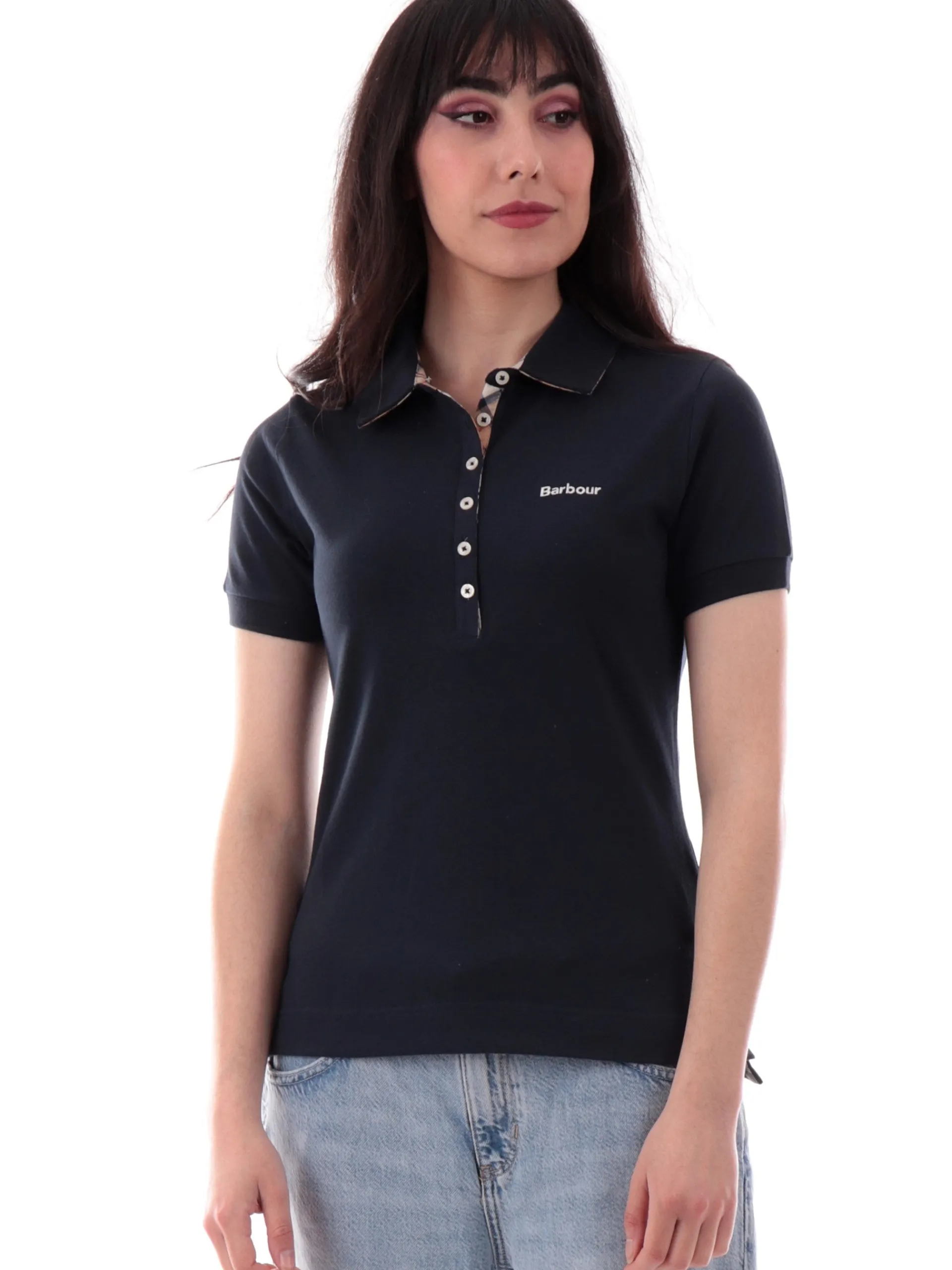 BARBOUR Polo*Polo blu da donna Portsdown logo bianco LML0634-NY16