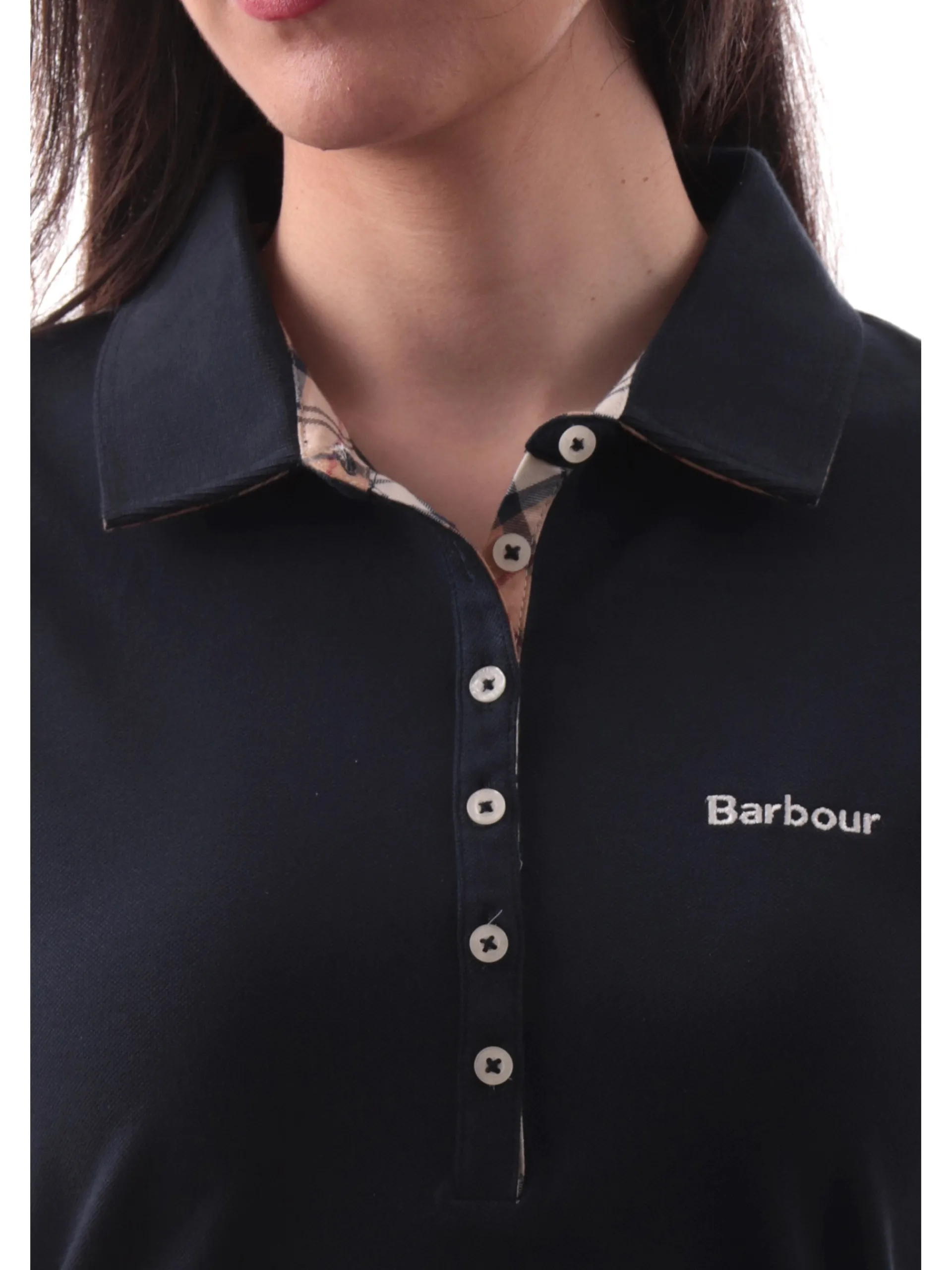 BARBOUR Polo*Polo blu da donna Portsdown logo bianco LML0634-NY16