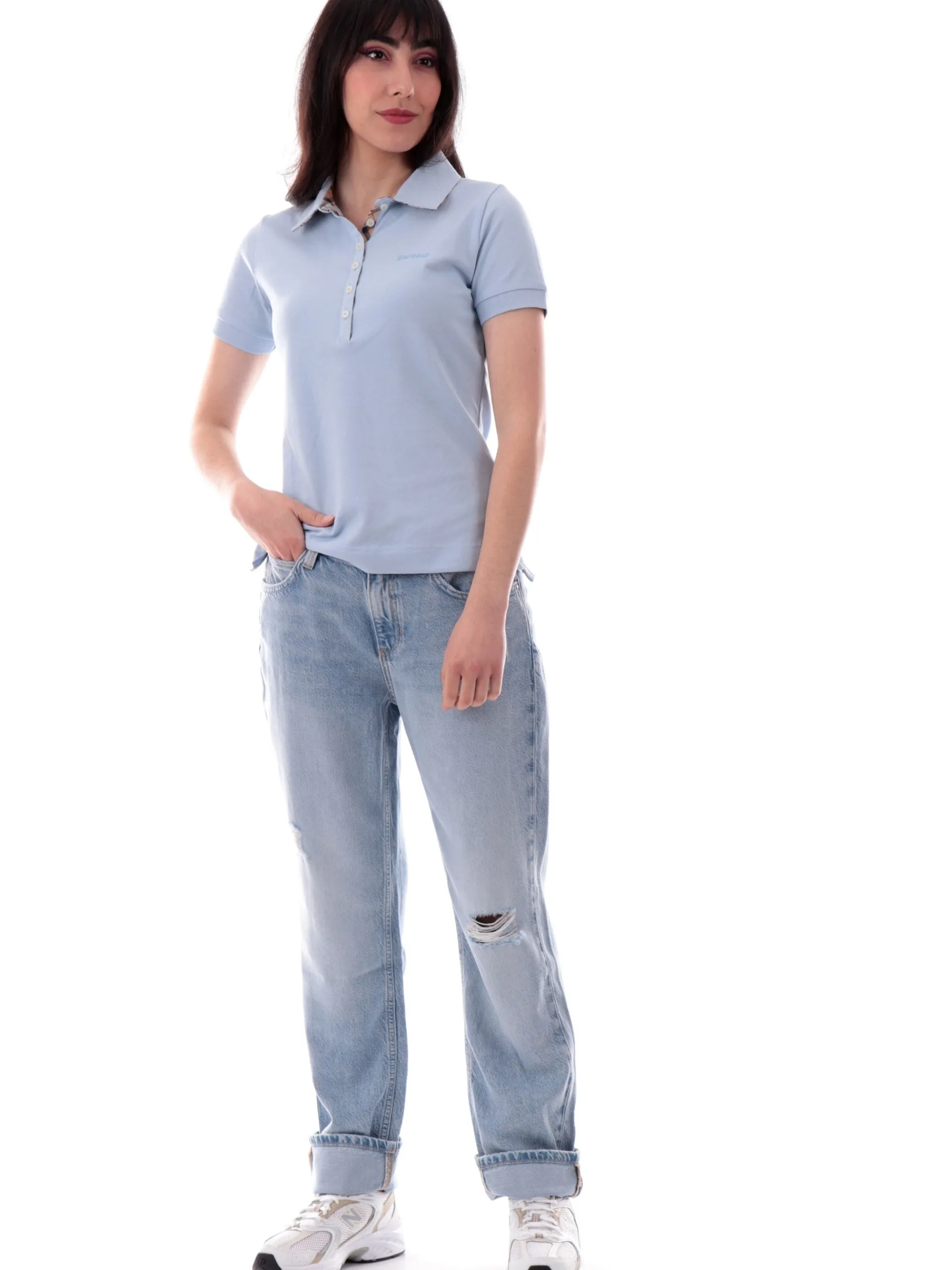 BARBOUR Polo*Polo celeste da donna Portsdown LML0634