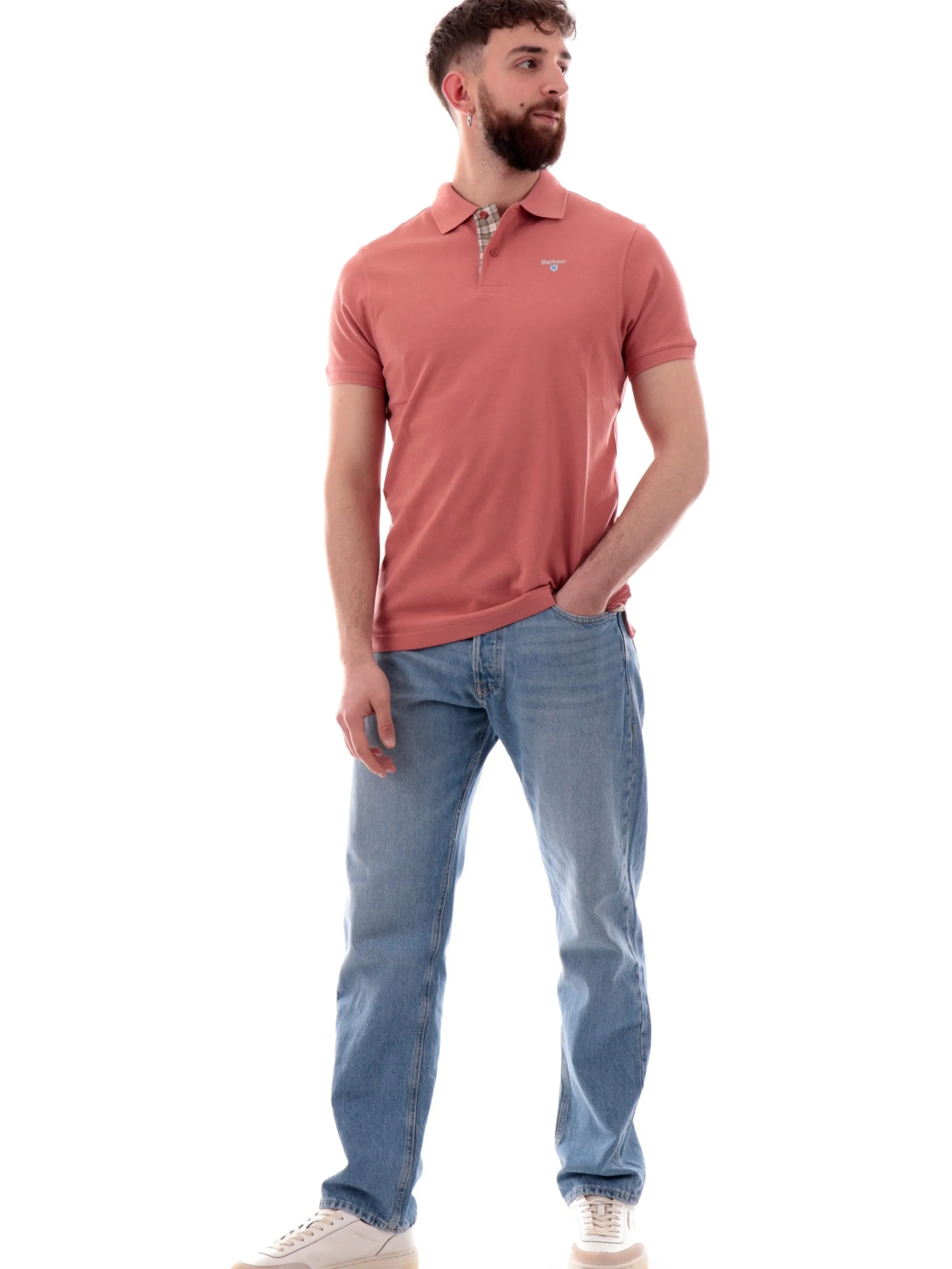 BARBOUR Polo*Polo rosa salmone da uomo Tartan Pique MML0012