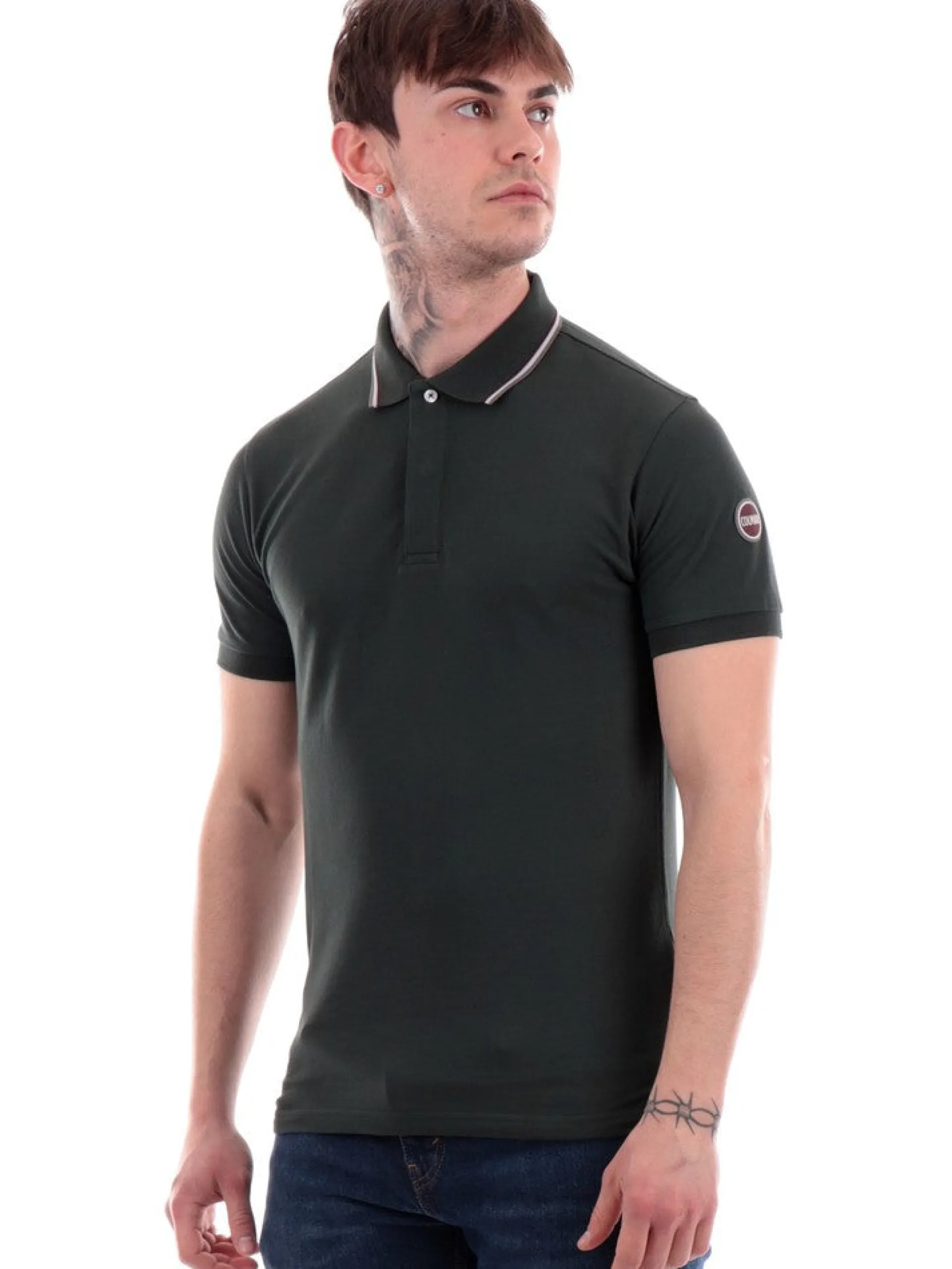 COLMAR Polo*Polo uomo Verde militare logo patch gommato 7663R7XH