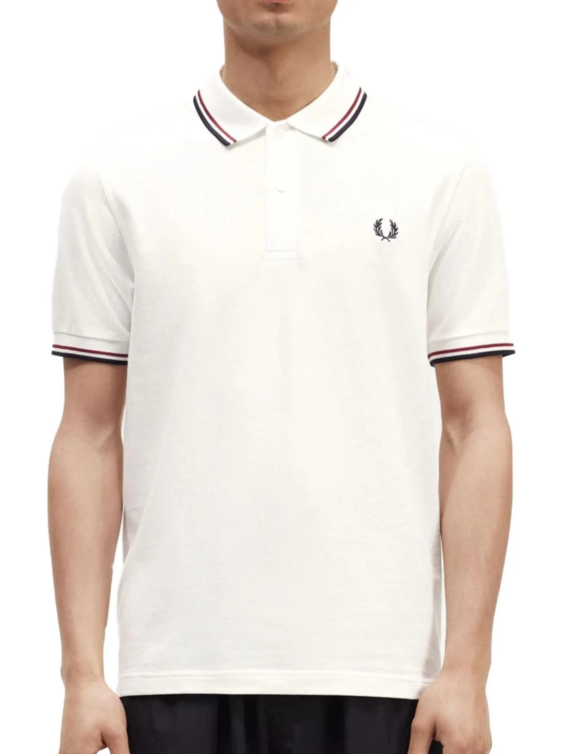 FRED PERRY Polo*Polo bianca da uomo Twin Tipped M3600