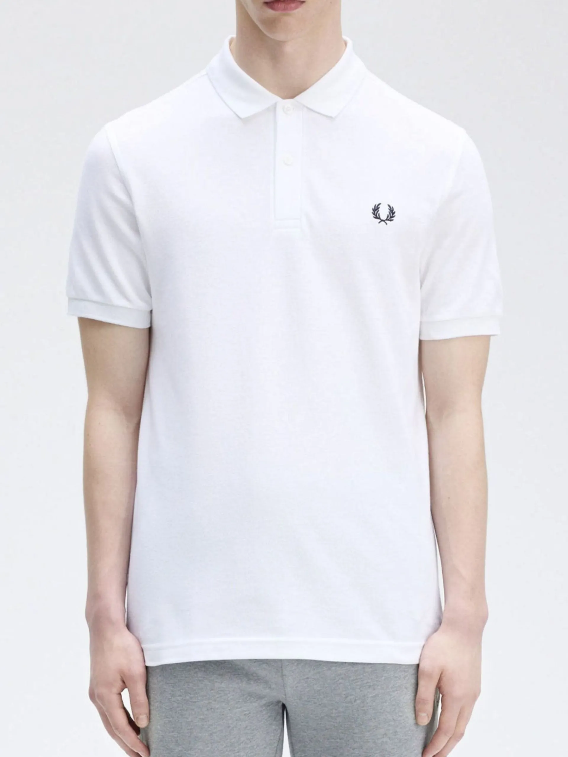 FRED PERRY Polo*Polo bianca da uomo logo nero ricamato M6000