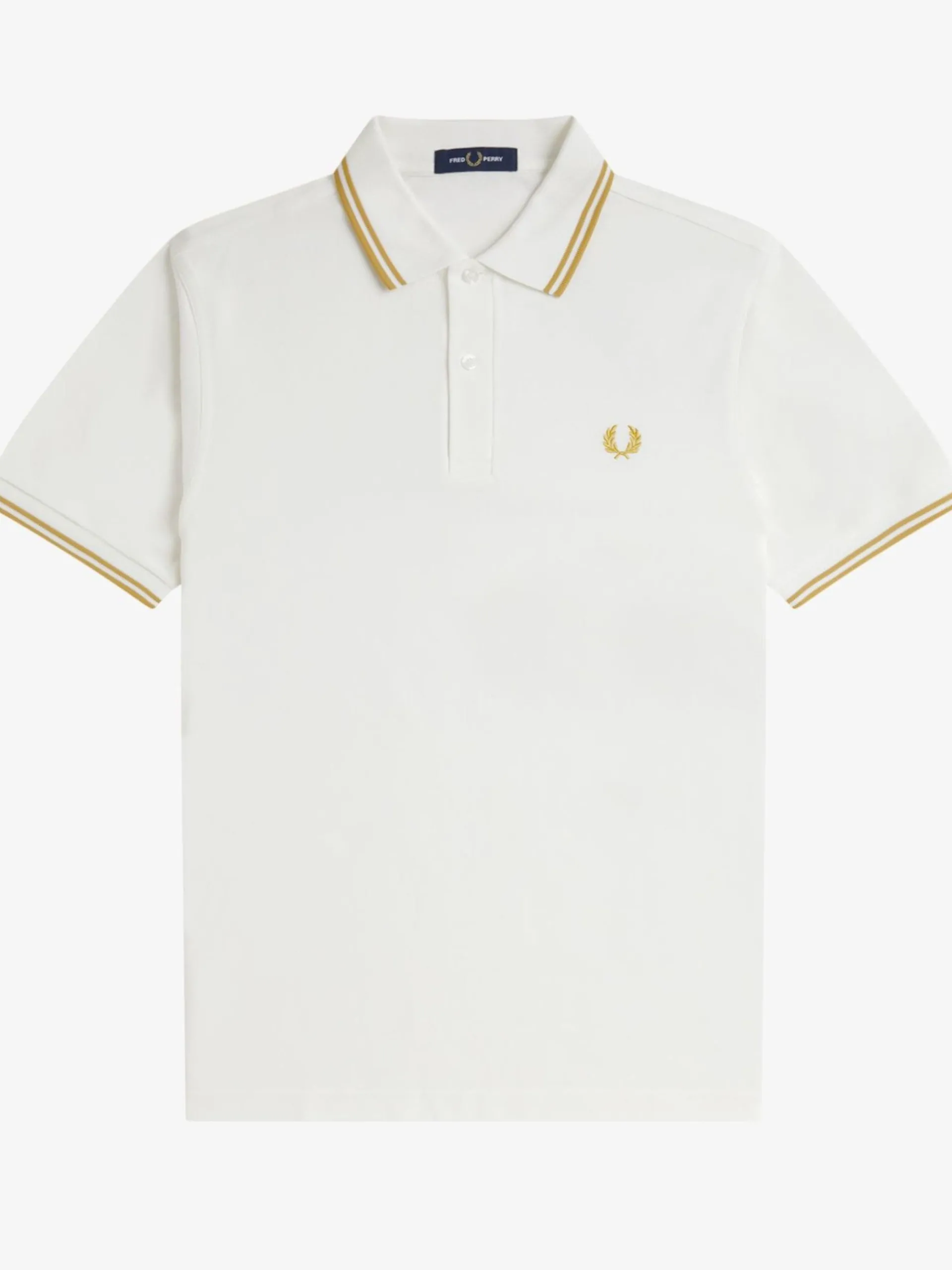 FRED PERRY Polo*Polo bianca da uomo inserti oro Twin Tipped M3600