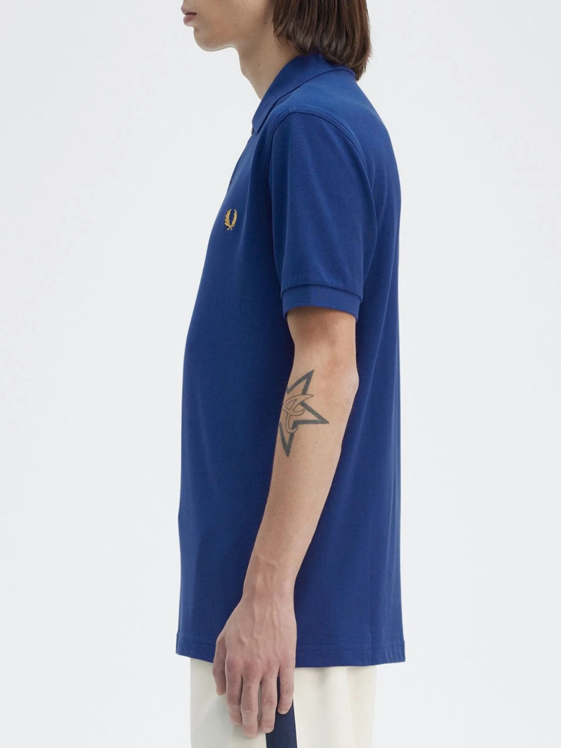 FRED PERRY Polo*Polo blu da uomo logo oro ricamato M6000