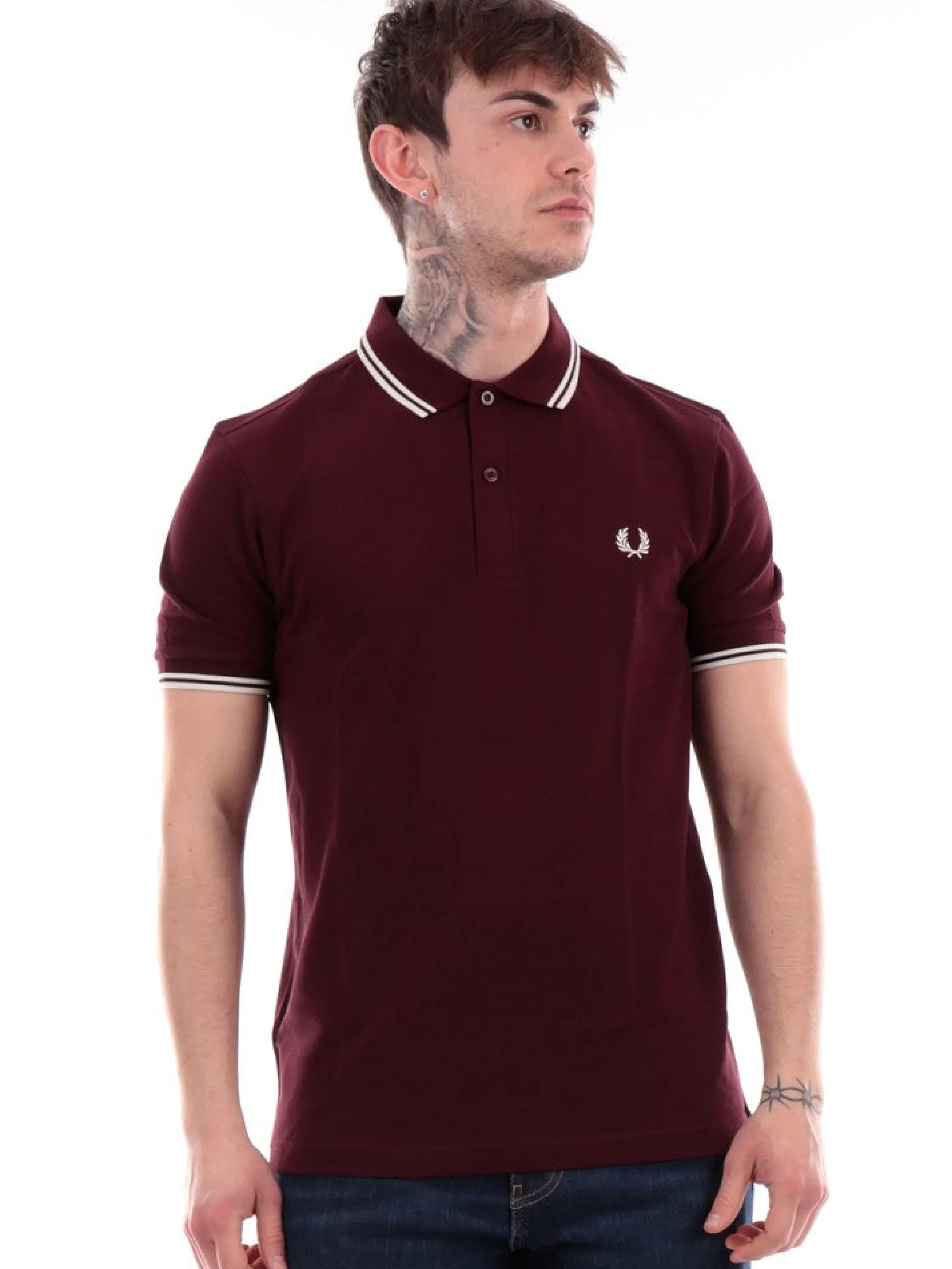 FRED PERRY Polo*Polo bordeaux da uomo Twin Tipped M3600