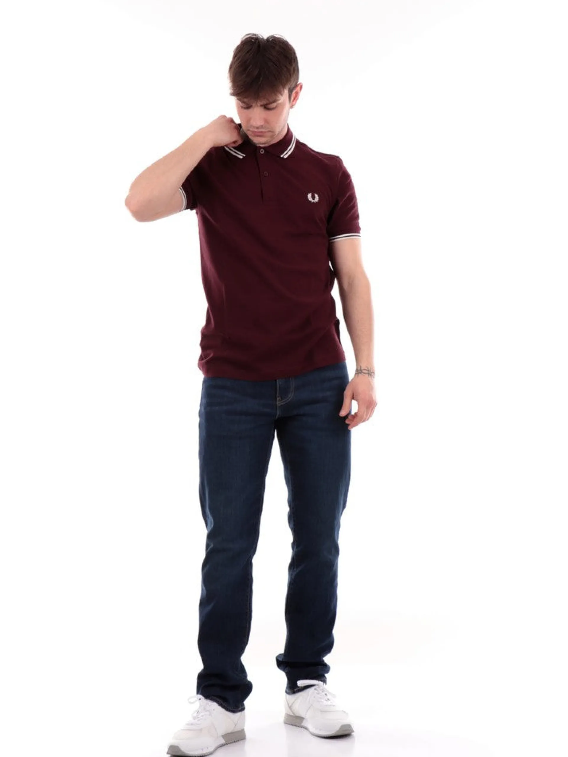 FRED PERRY Polo*Polo bordeaux da uomo Twin Tipped M3600