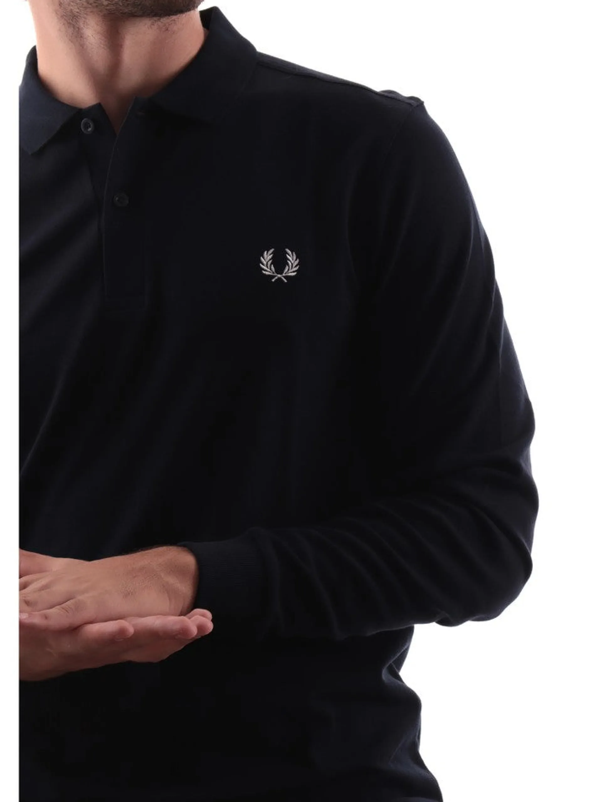 FRED PERRY Polo*Polo Maniche Lunghe da Uomo blu plain Shirt M6006