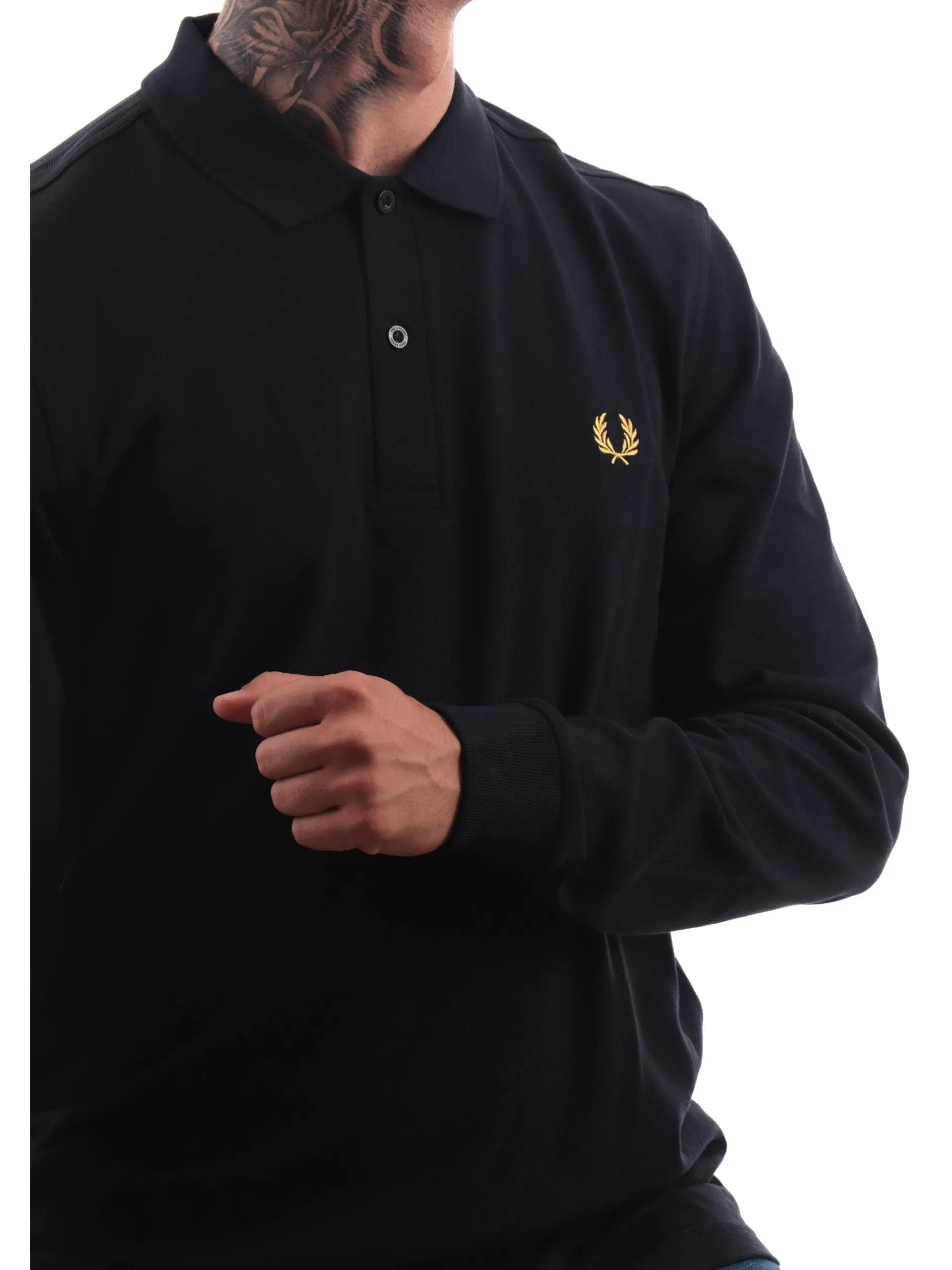 FRED PERRY Polo*Polo Maniche Lunghe da Uomo blu plain M6006