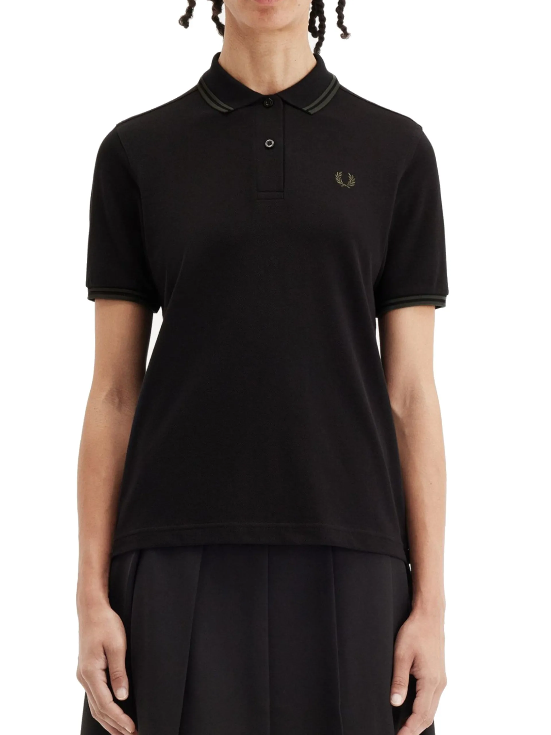 FRED PERRY Polo*Polo nera da uomo inserti verdi Twin Tipped M3600