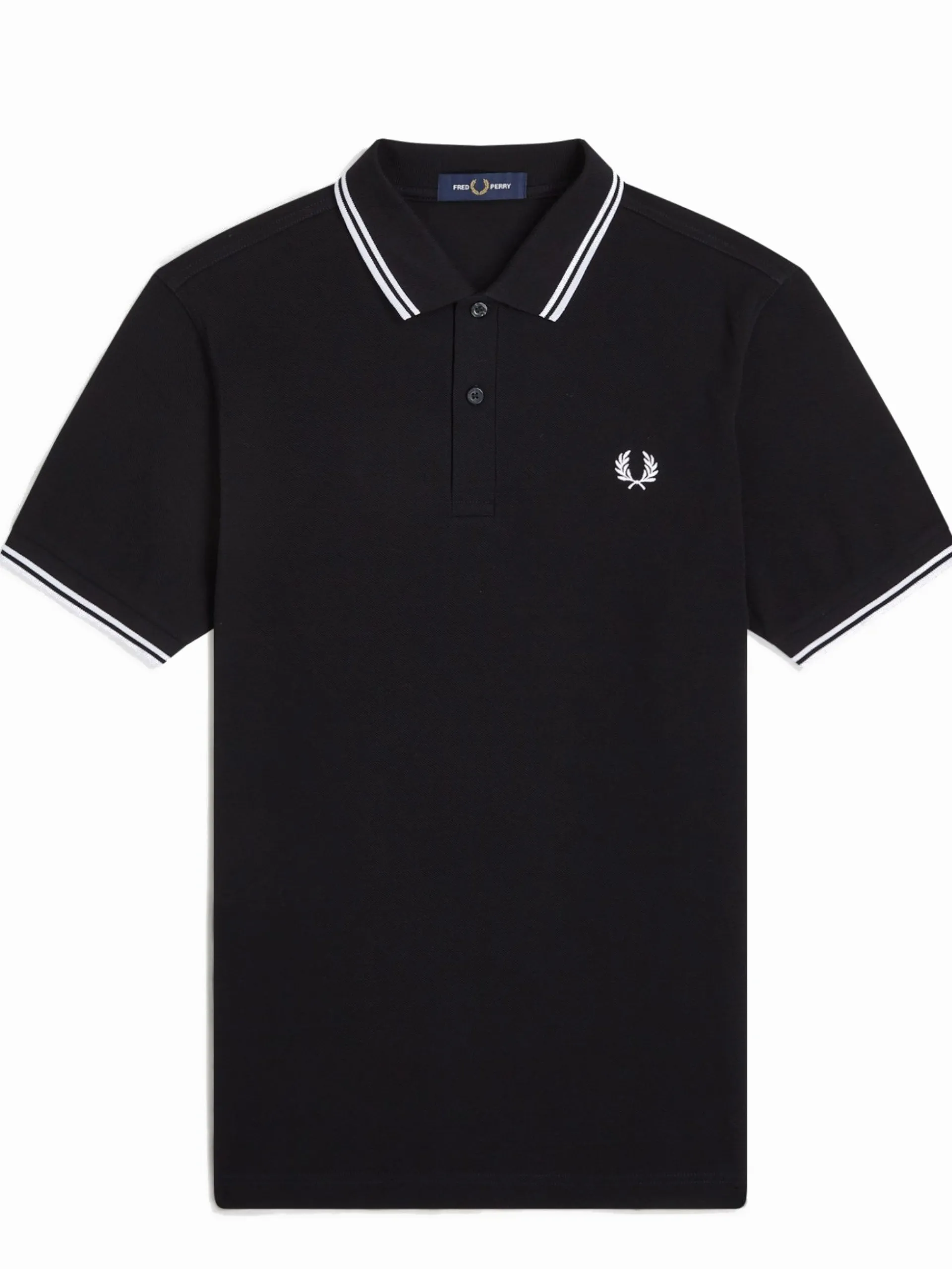 FRED PERRY Polo*Polo nera da uomo inserti bianchi Twin Tipped M3600
