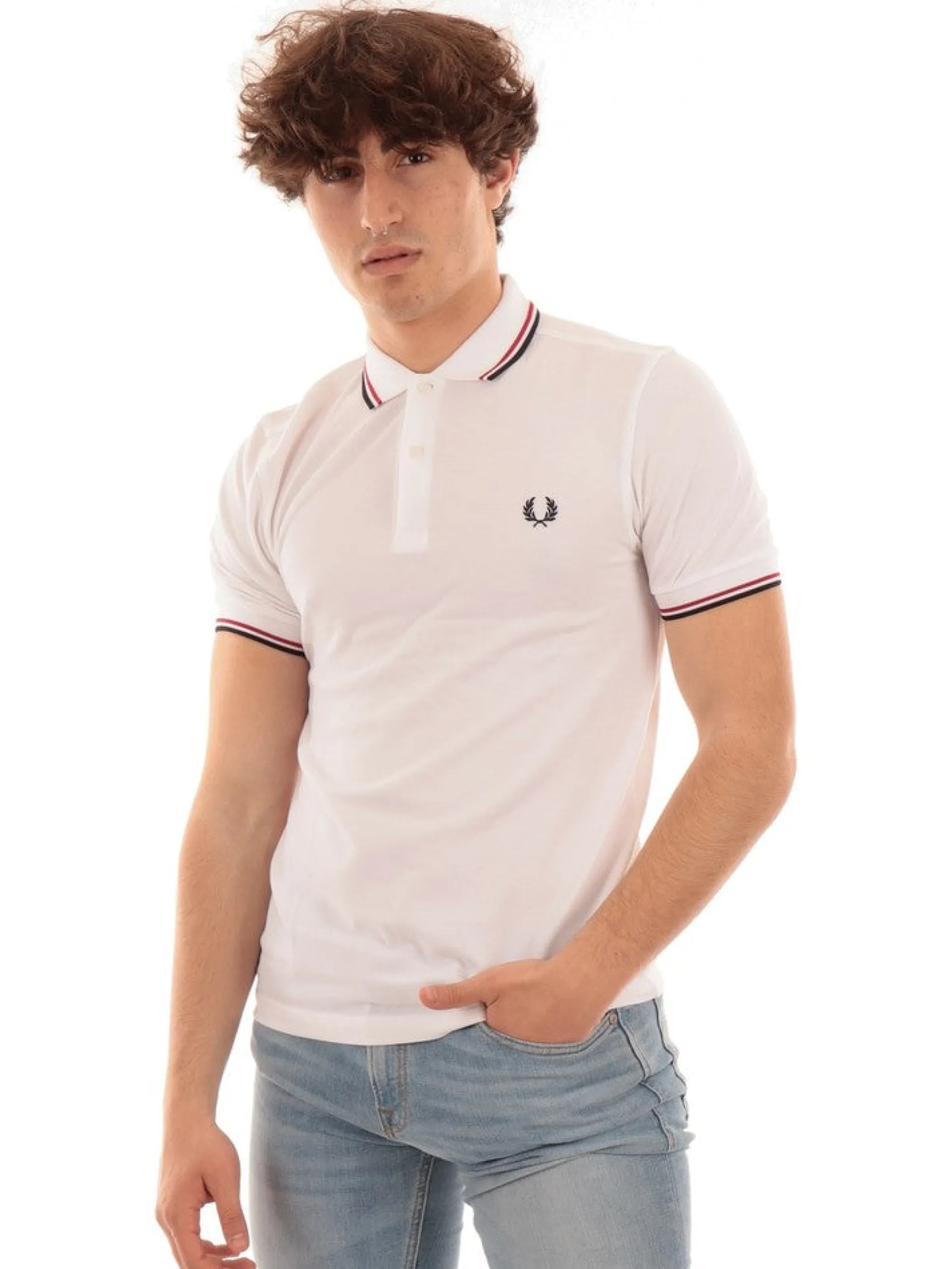 FRED PERRY Polo*Polo Twin Tipped Bianca da Uomo M3600